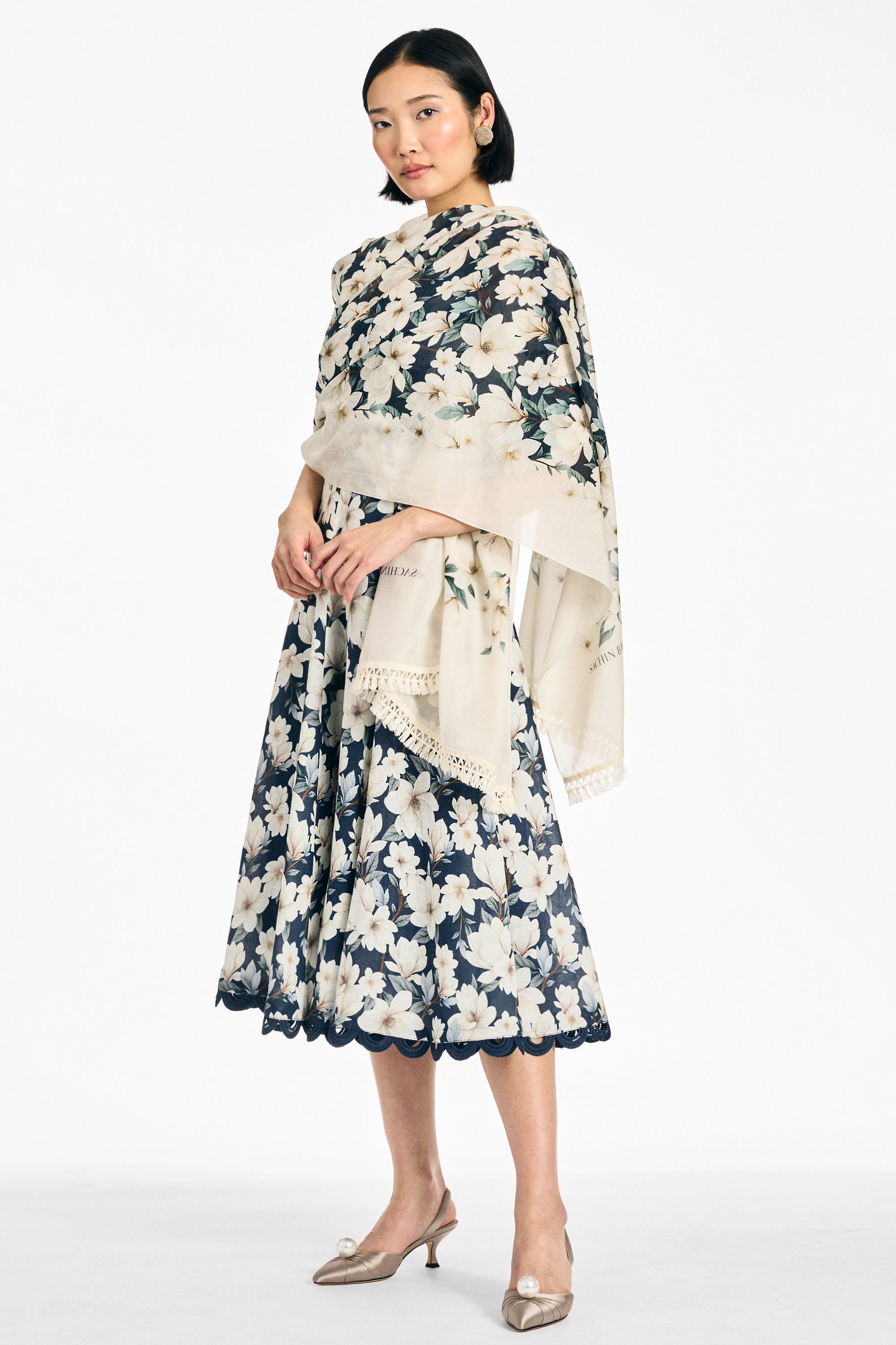 FLORIE SCARF - MIDNIGHT MAGNOLIA