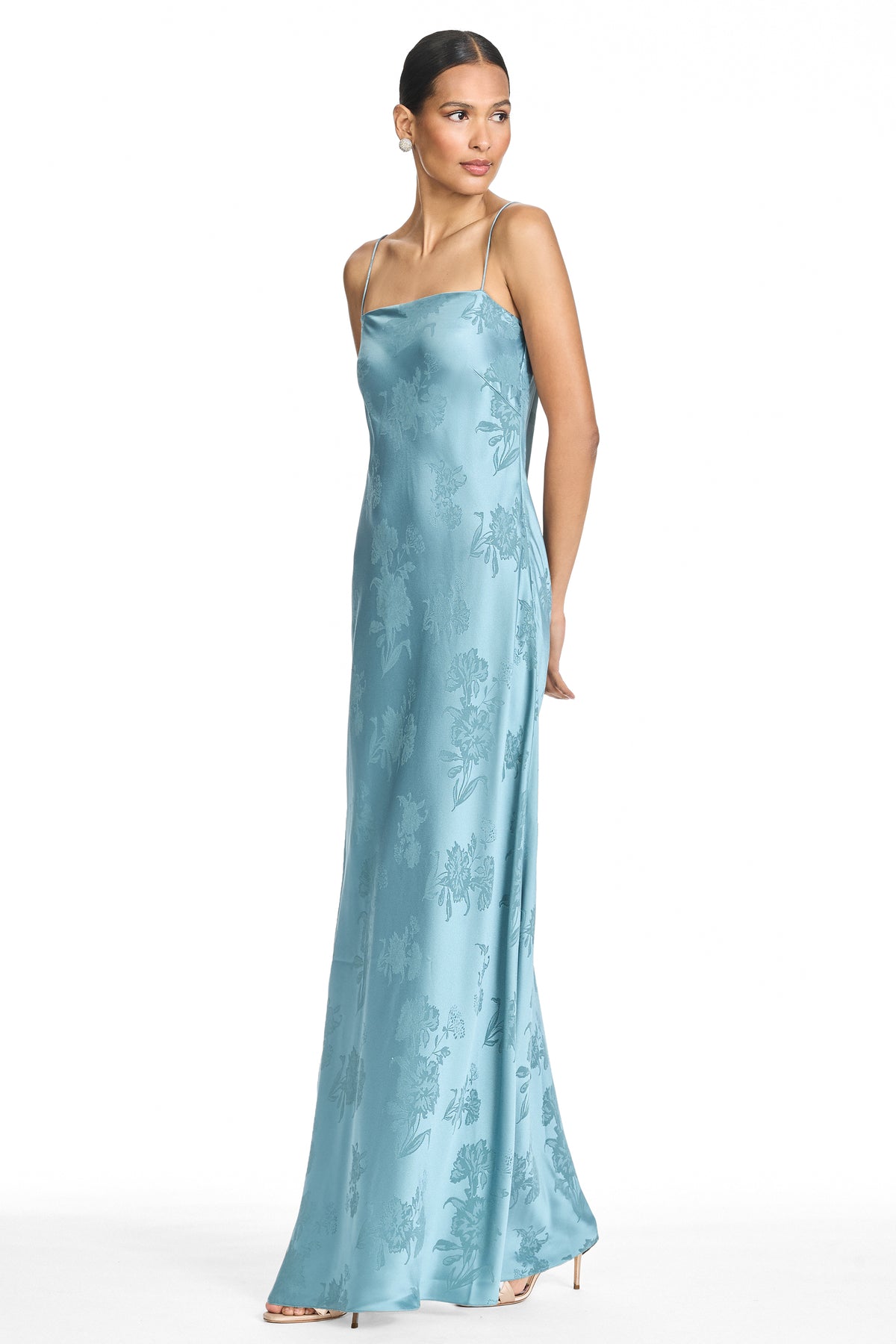 Simona sky blue a line gown