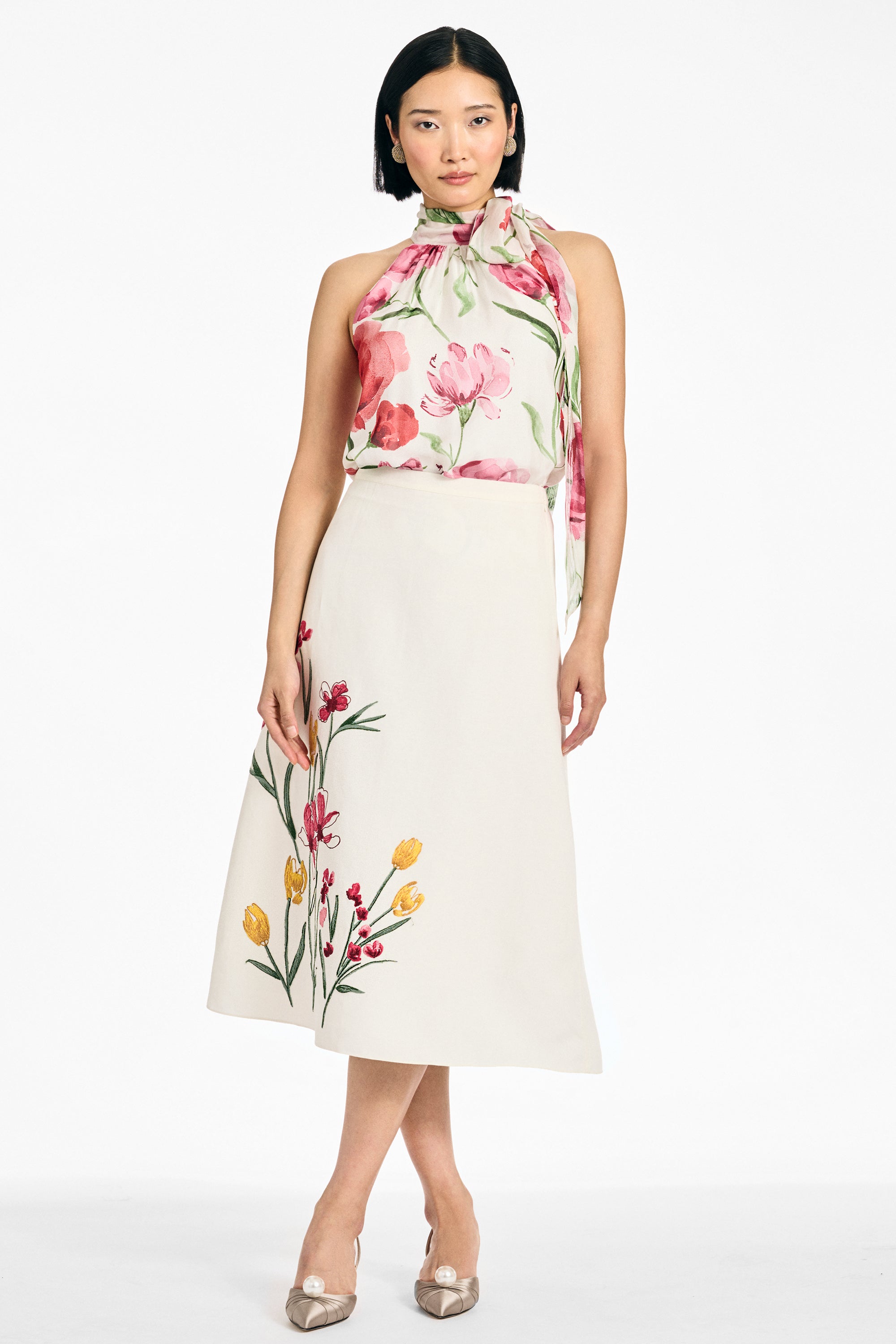 JOANNA SKIRT - EMBROIDERED WHITE