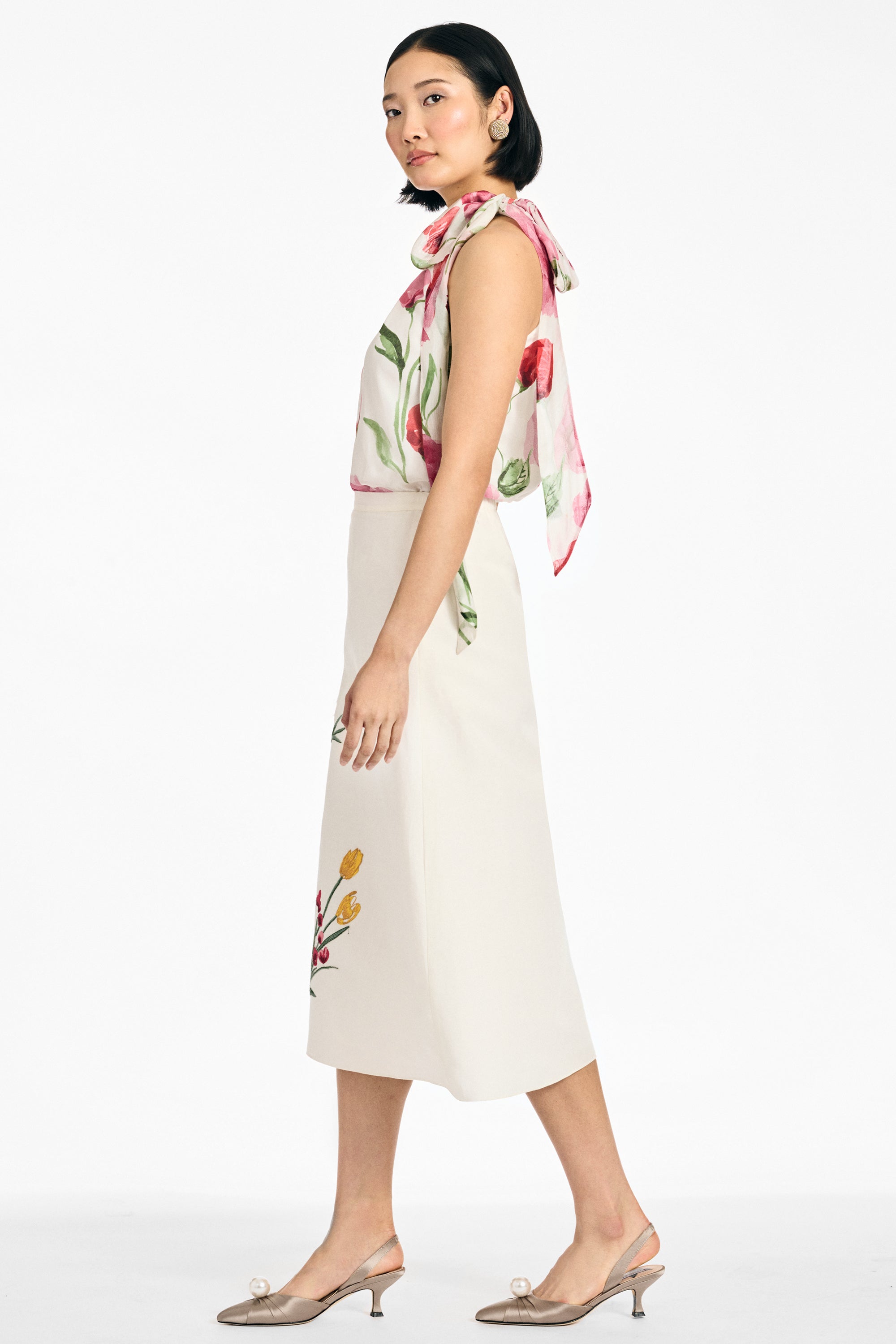 JOANNA SKIRT - EMBROIDERED WHITE