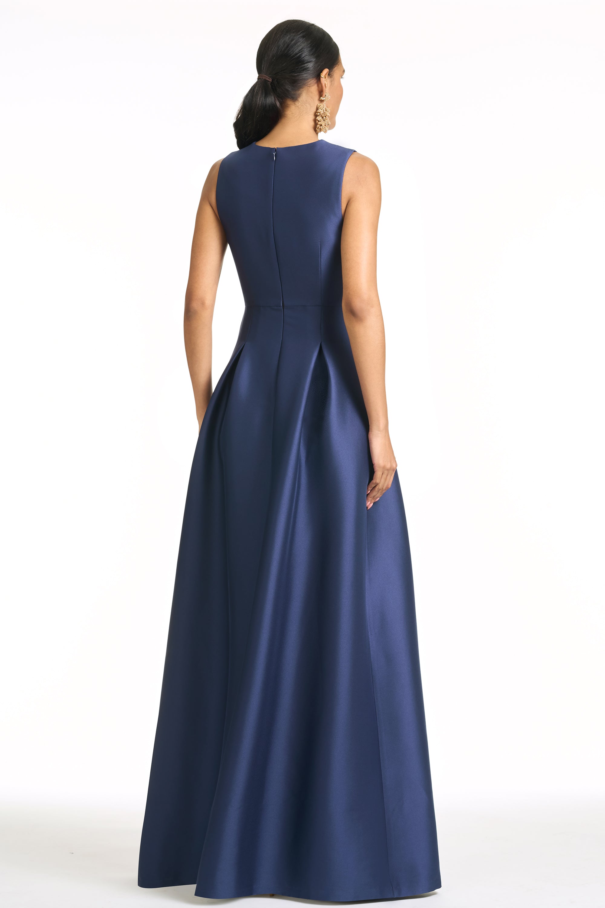 EMBROIDERED BROOKLYNNE GOWN - WASHED INDIGO