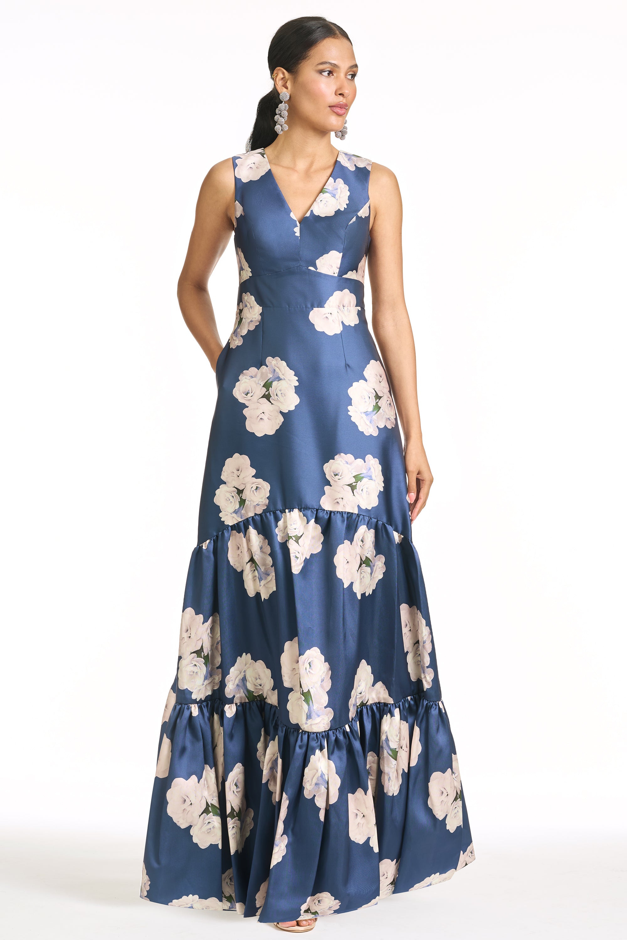 RORI GOWN - STEEL BLUE CORSAGE