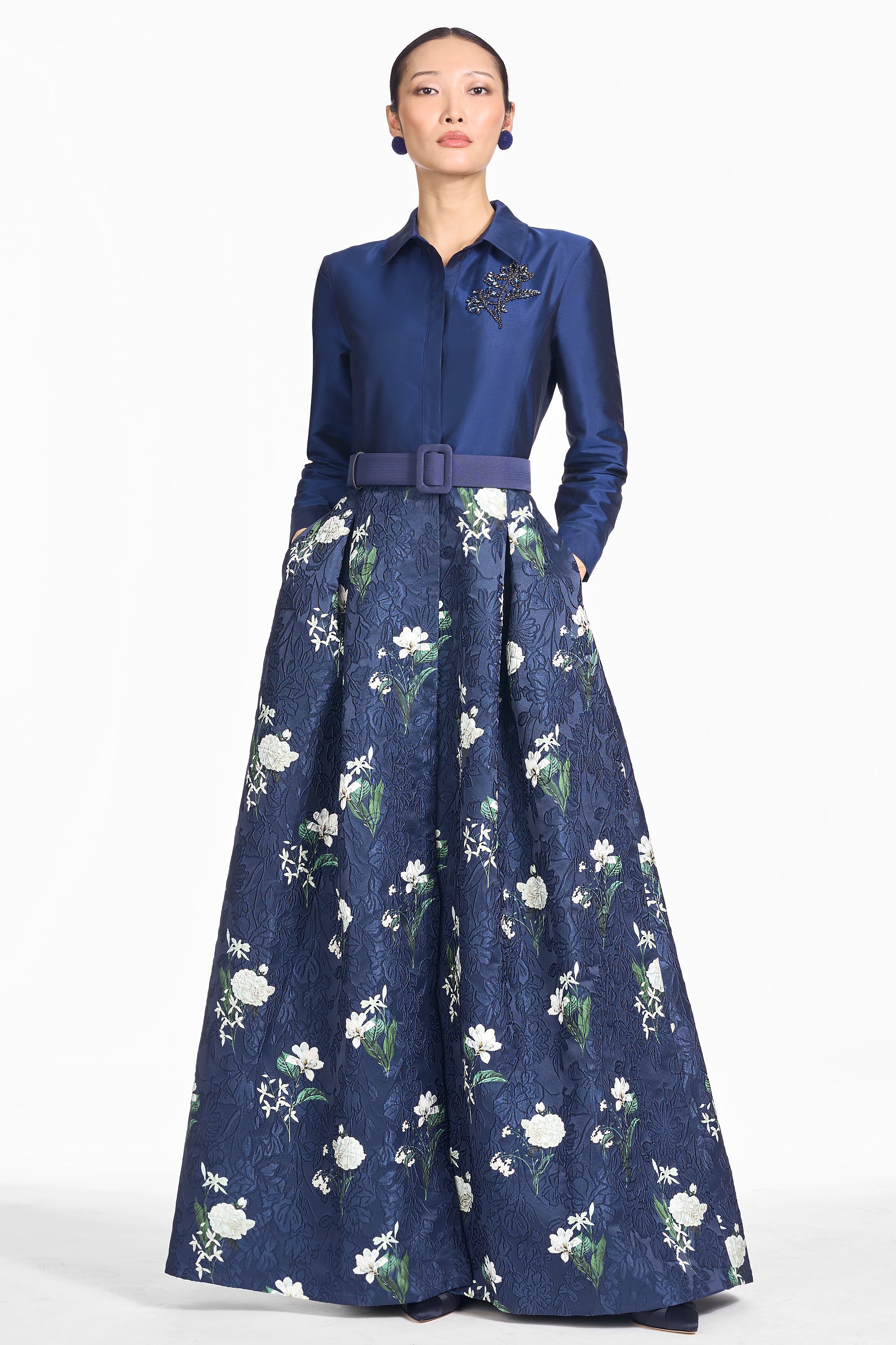 QUINN GOWN - NIGHTFALL/ALABASTER NOCTURNE FLORAL
