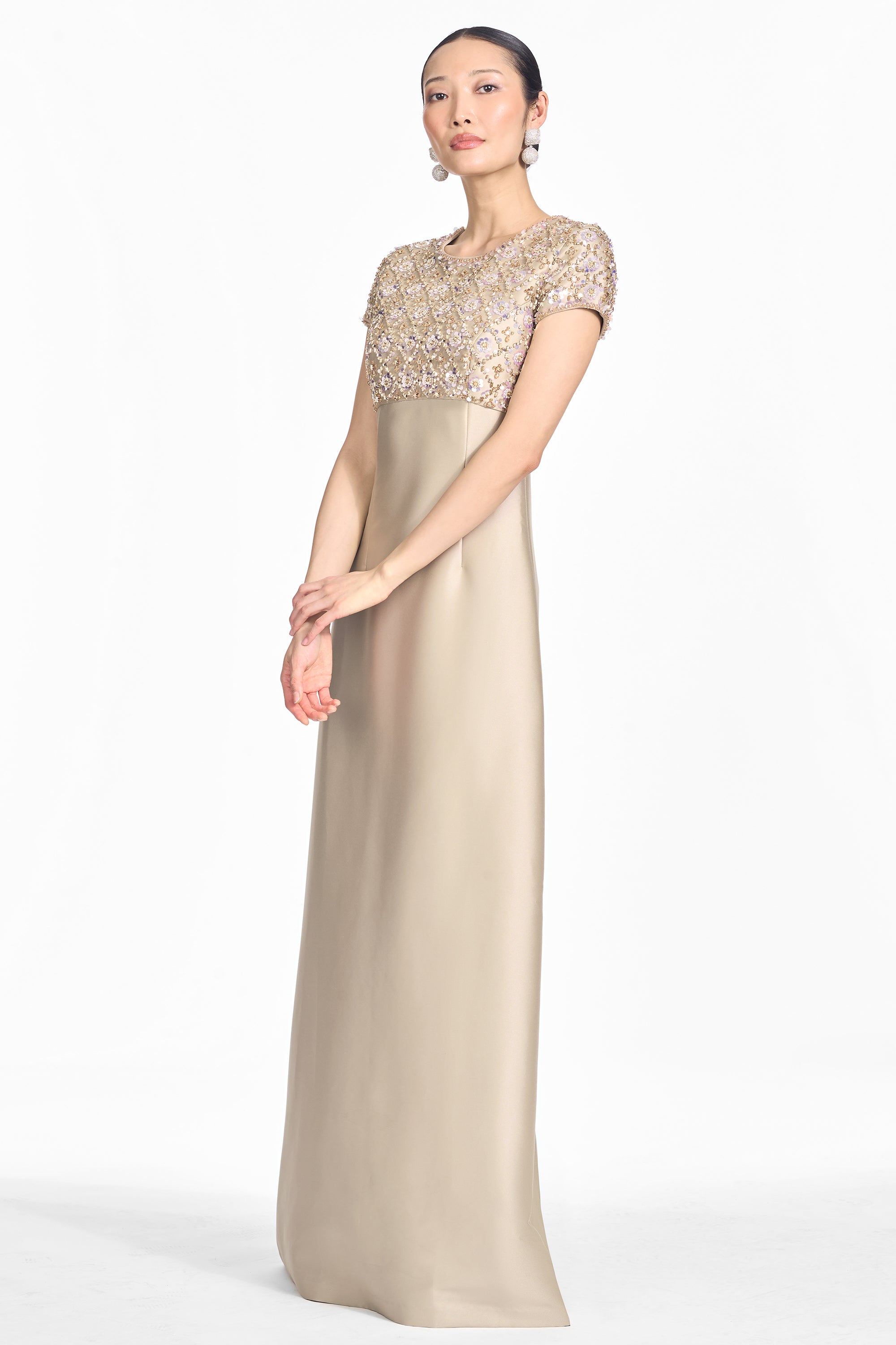 EMBELLISHED AMSTERDAM GOWN - CRYSTALINE PEWTER