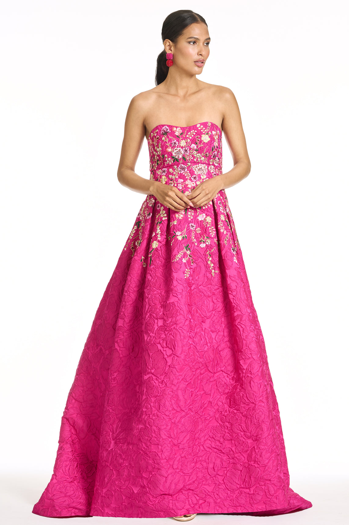 EMBROIDERED KIRAN GOWN - DEEP FUCHSIA