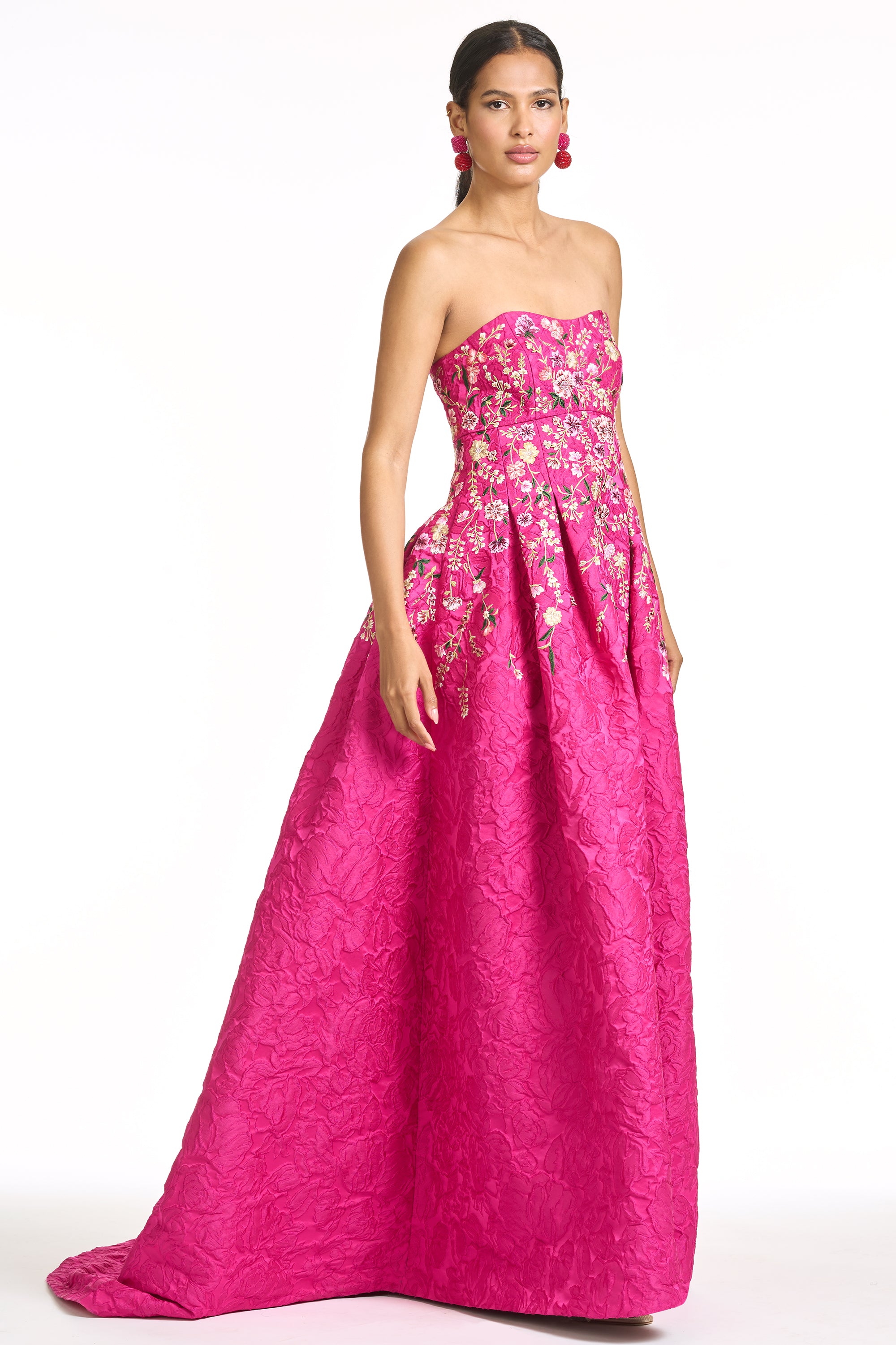 EMBROIDERED KIRAN GOWN - DEEP FUCHSIA