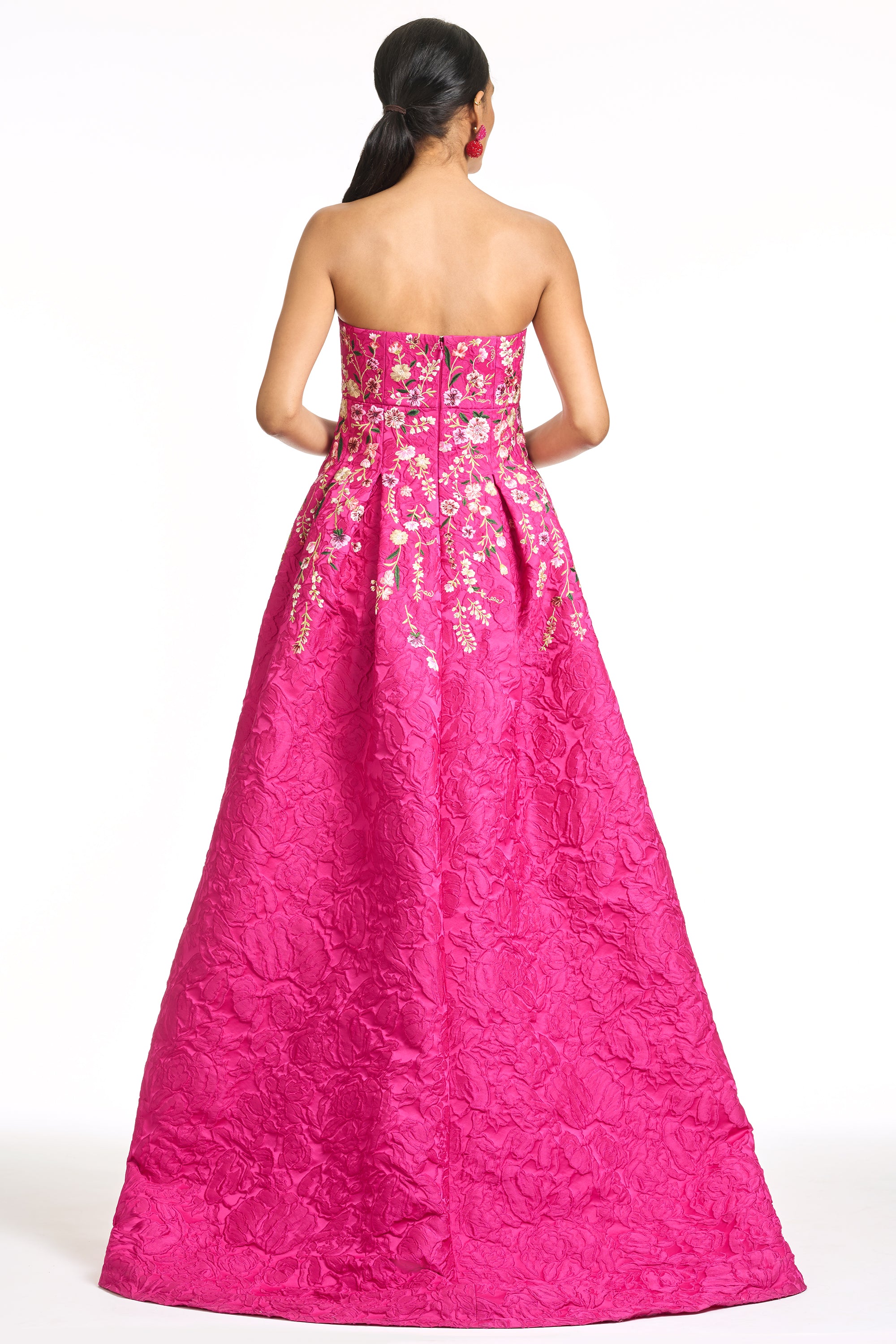 EMBROIDERED KIRAN GOWN - DEEP FUCHSIA