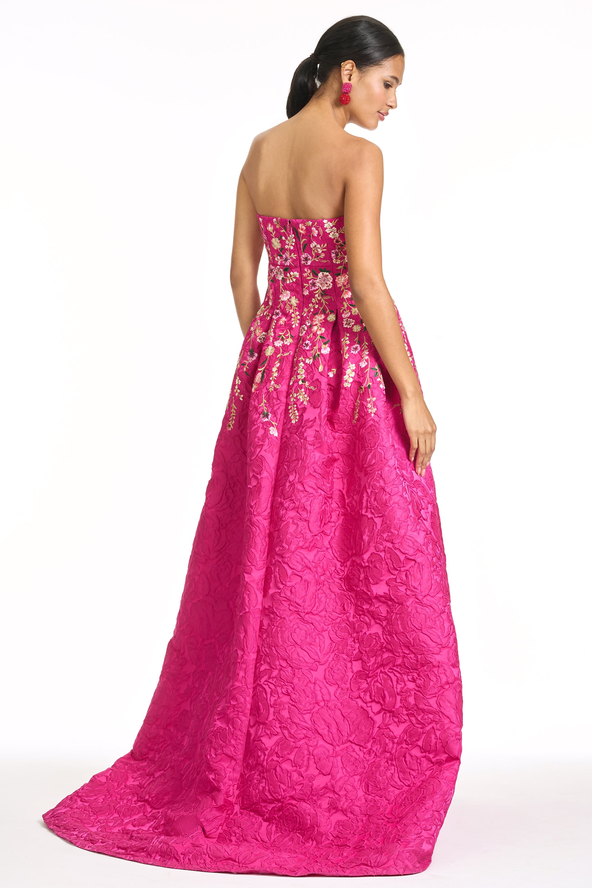 EMBROIDERED KIRAN GOWN - DEEP FUCHSIA