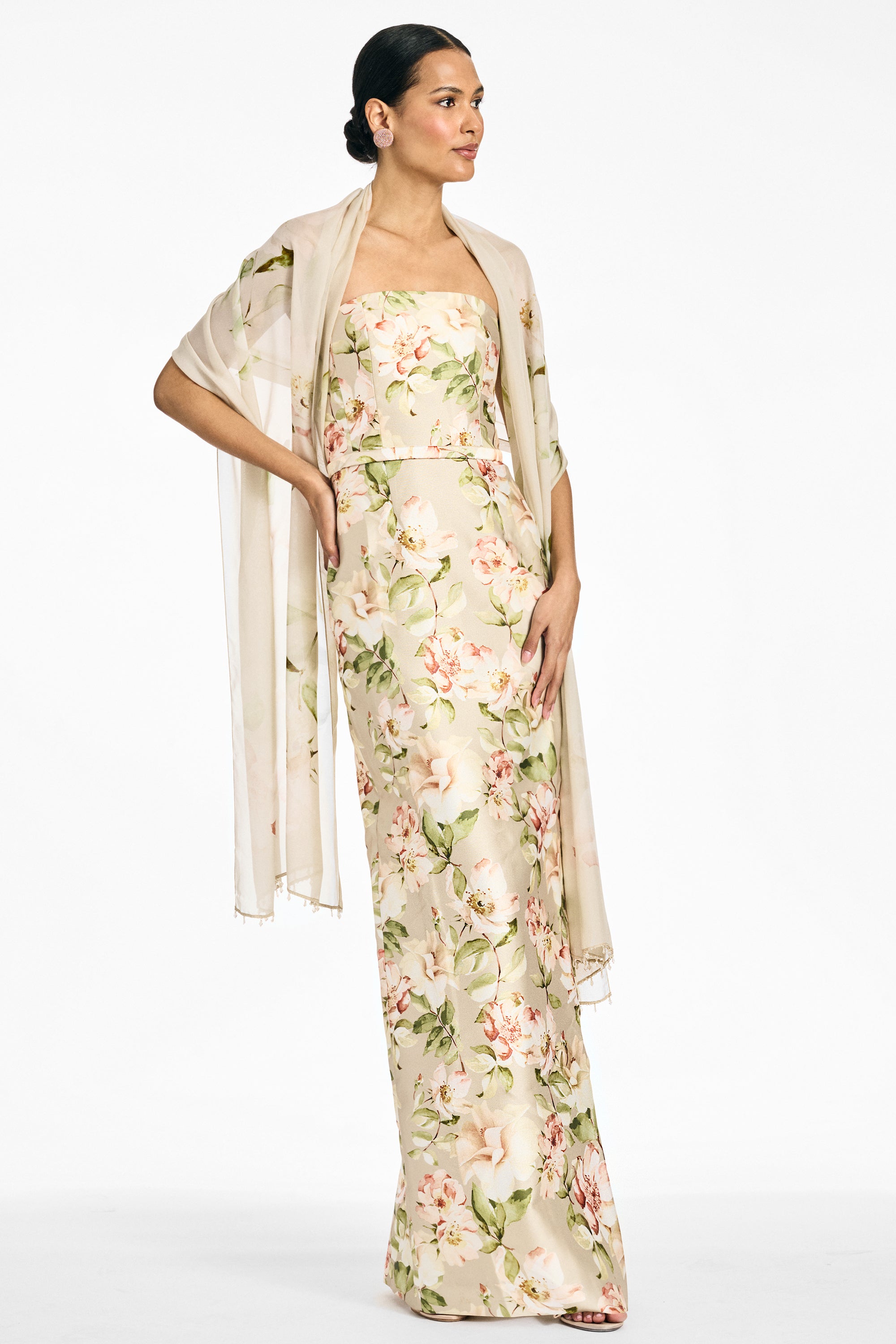 Embellished emmy scarf pewter camellia