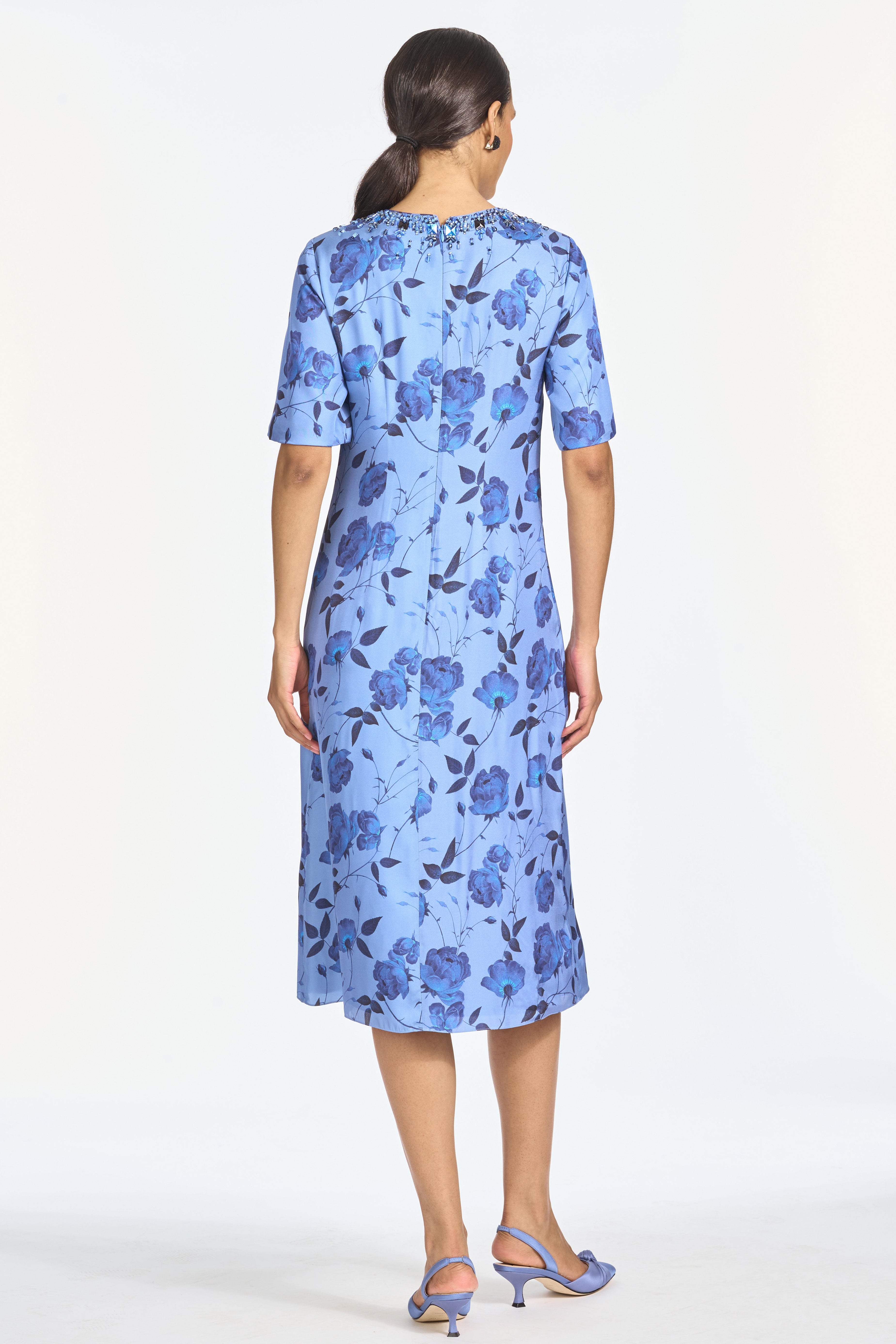 EMBELLISHED LEMIE DRESS - WILD STEEL ROSES