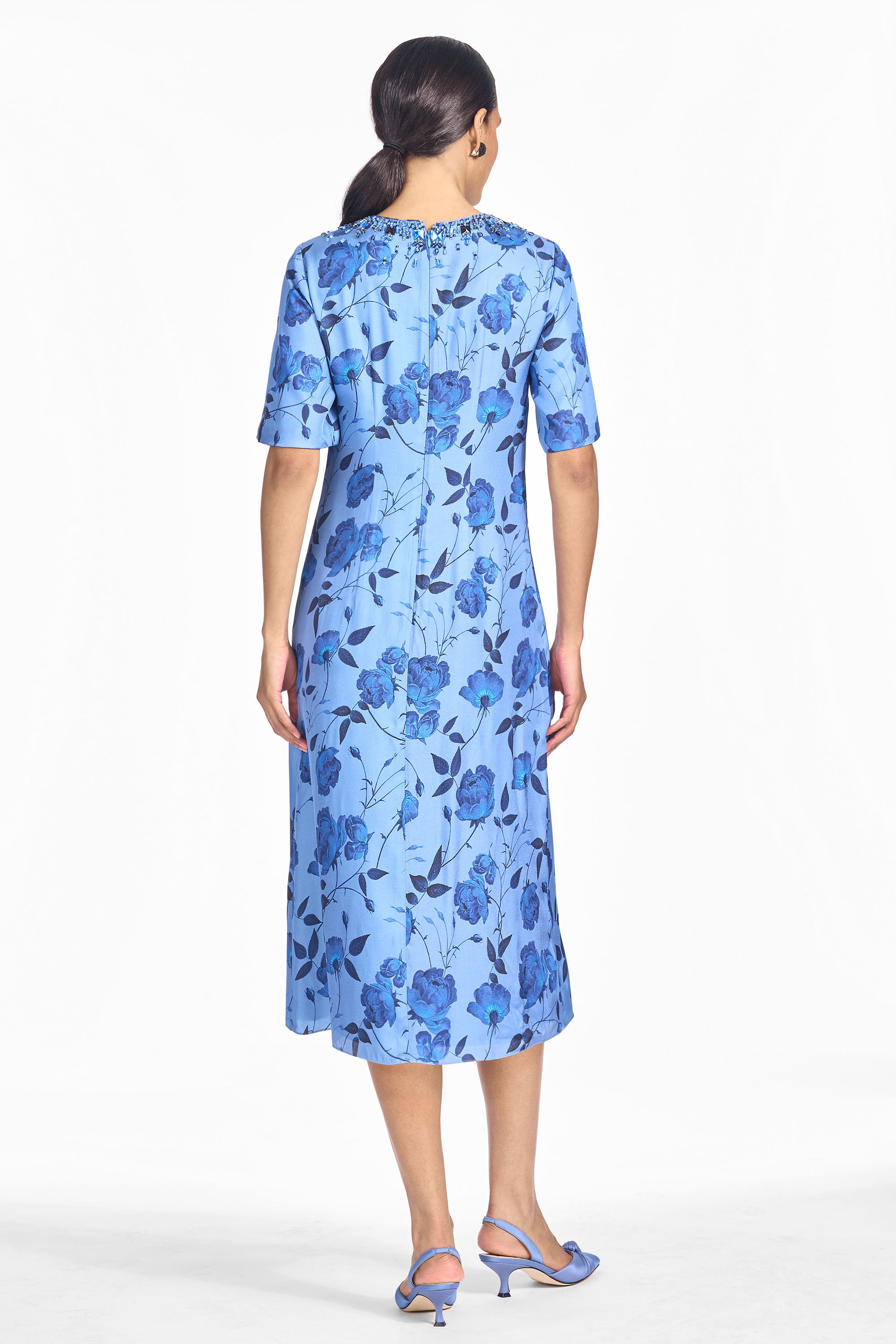 EMBELLISHED LEMIE DRESS - WILD STEEL ROSES