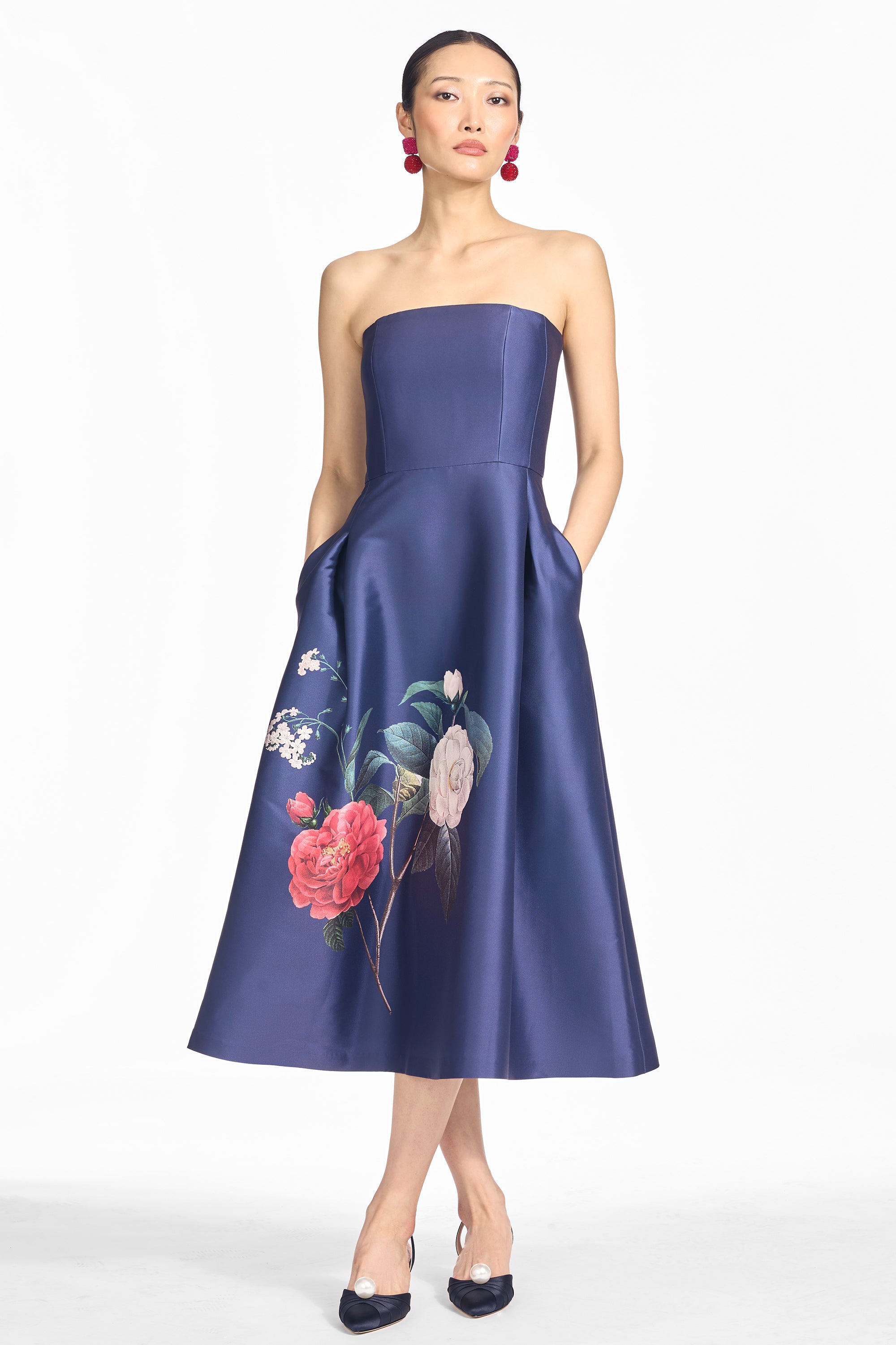 SHAY DRESS - CRIMSON & CRÈME BOUQUET