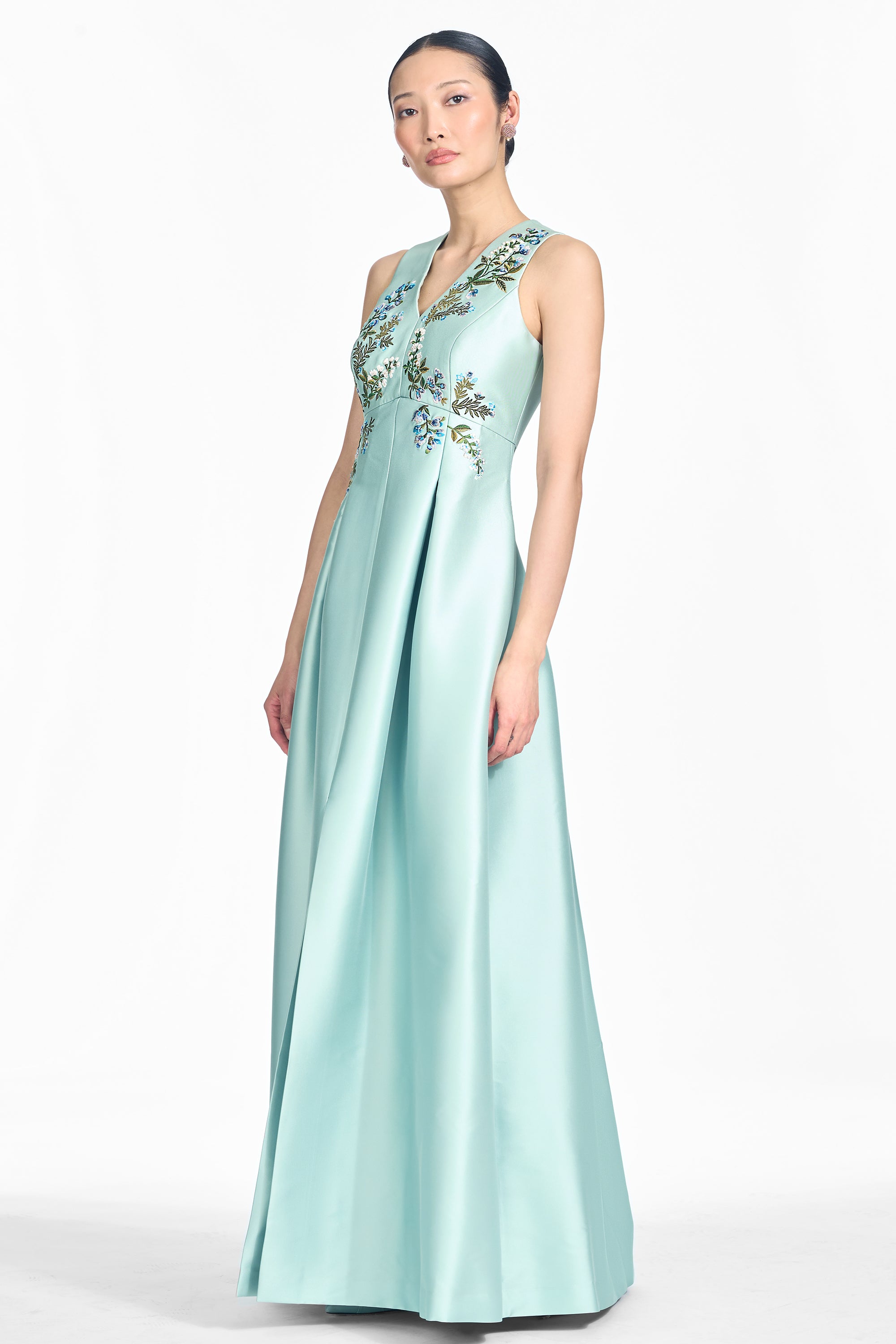 EMBROIDERED BROOKLYNNE GOWN - CELADON