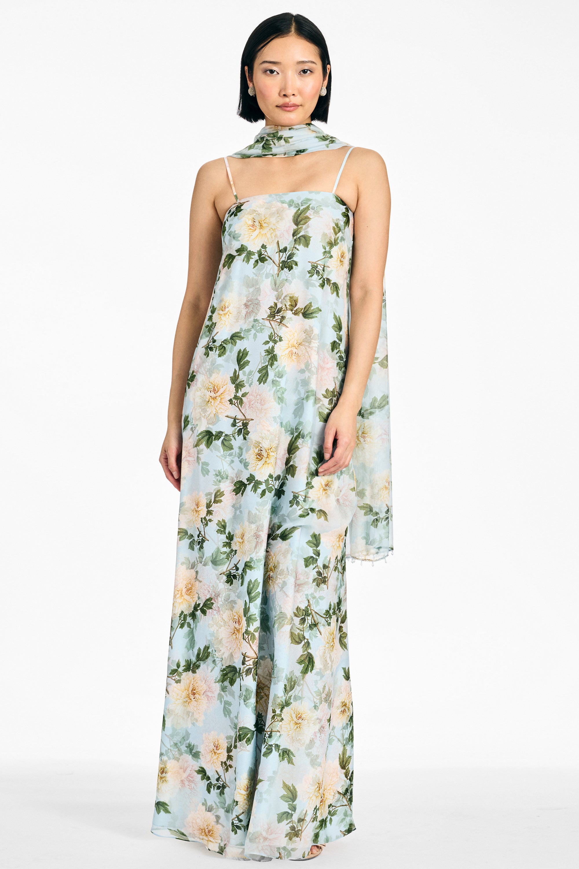 EMBELLISHED EMMY SCARF - CLOUD BLUE PEONY