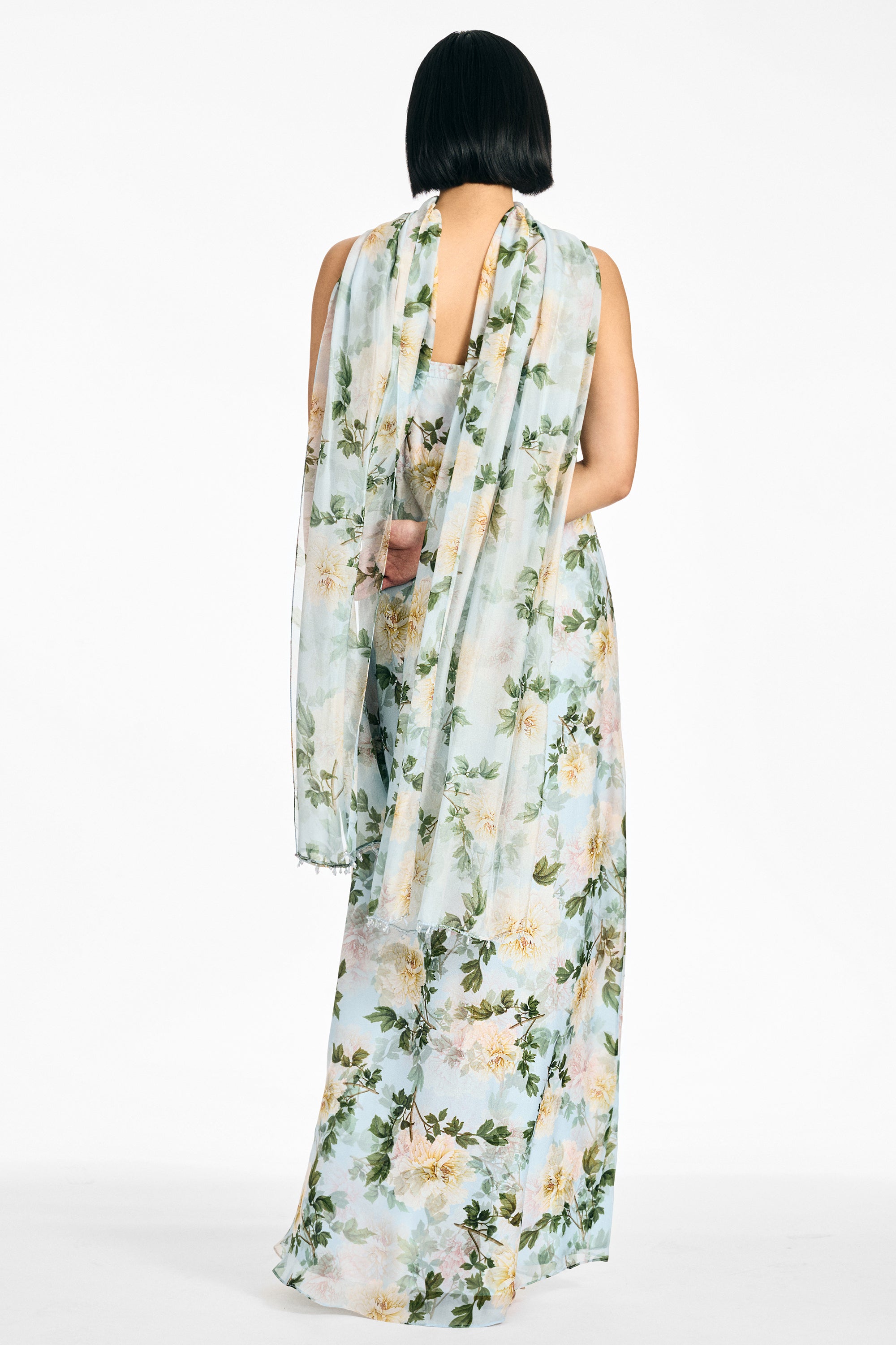 EMBELLISHED EMMY SCARF - CLOUD BLUE PEONY