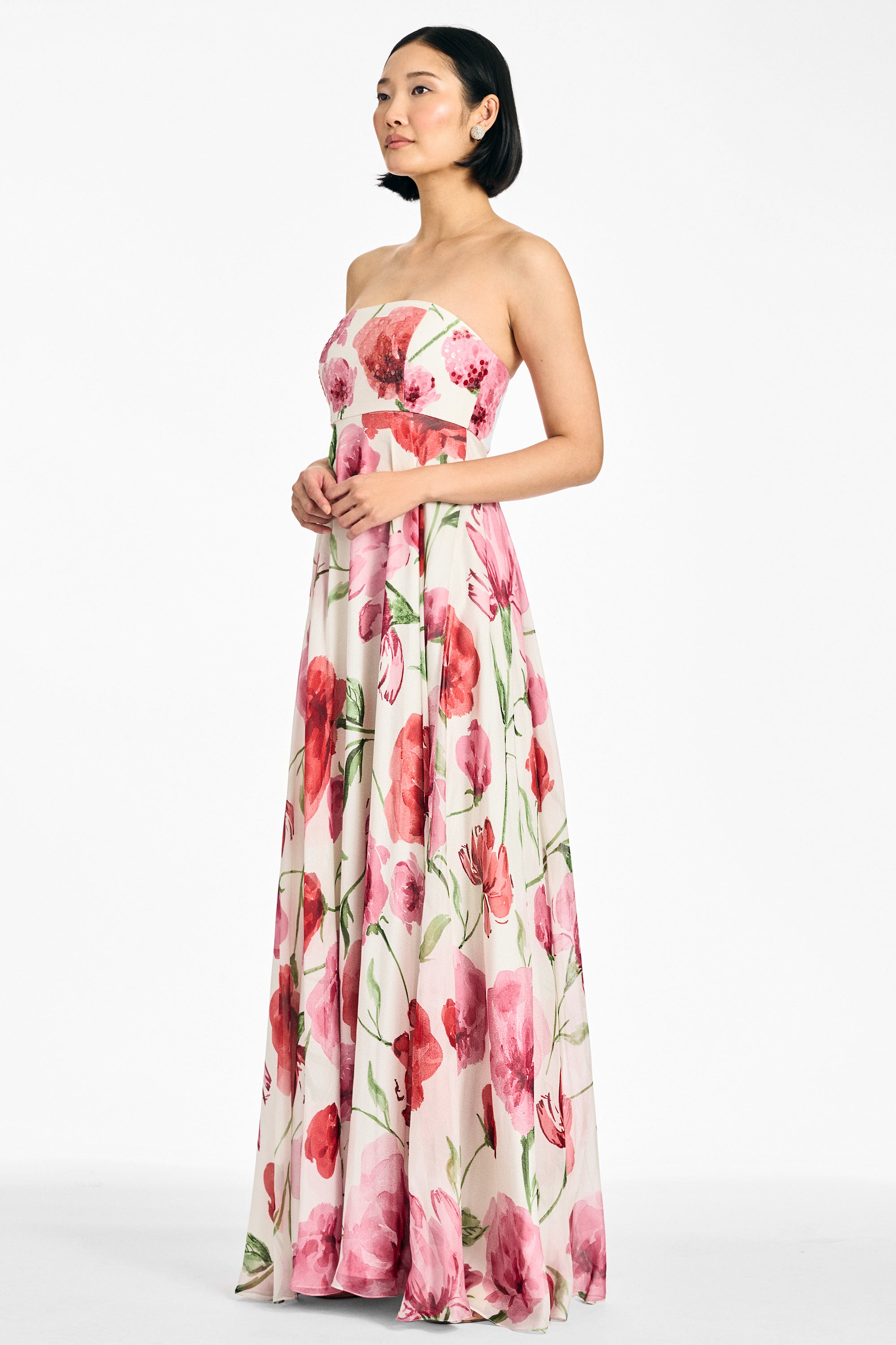 EMBELLISHED AMES GOWN - GRANDE WATERCOLOR POPPIES