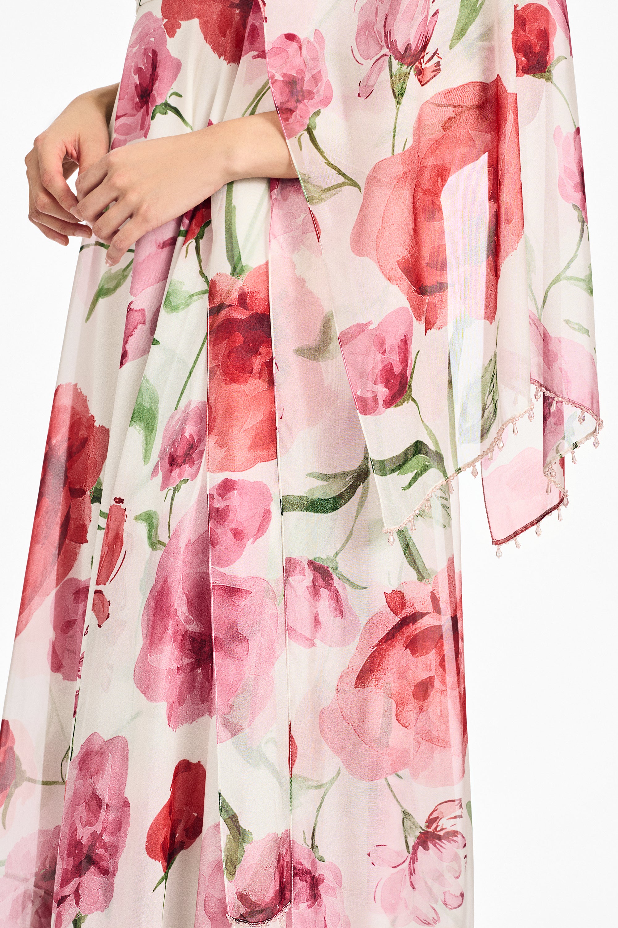 EMBELLISHED EMMY SCARF - GRANDE WATERCOLOR POPPIES