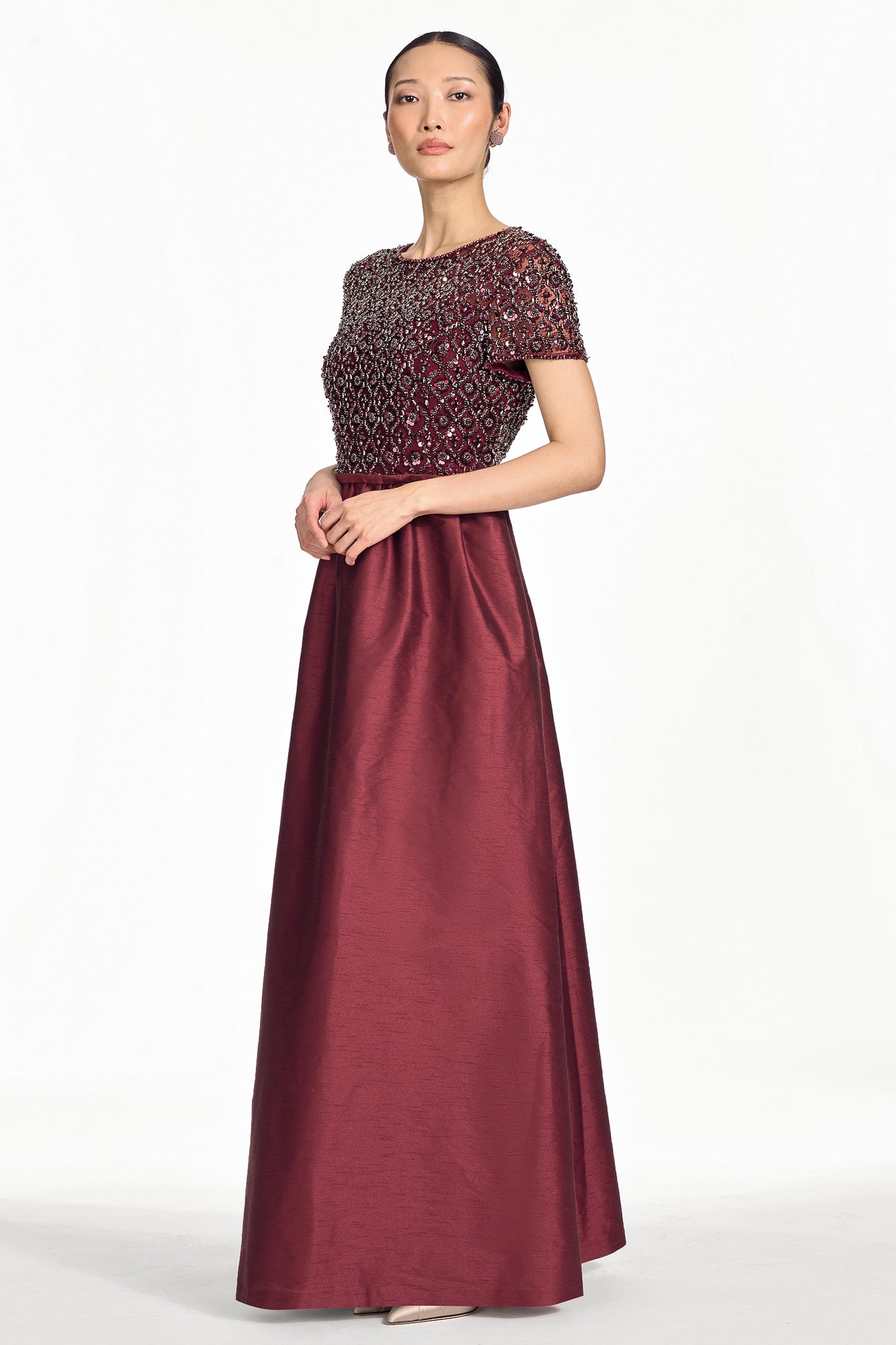 Embellished london gown garnet