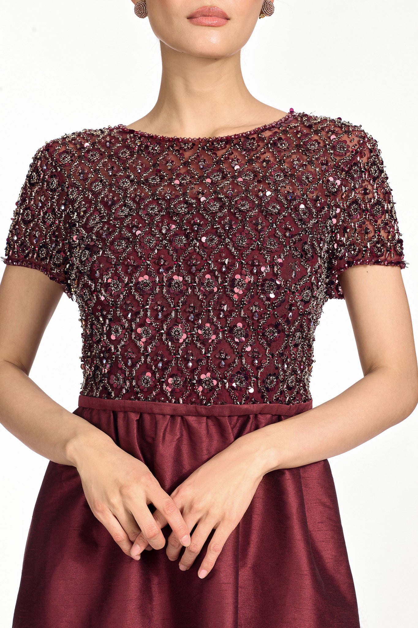 EMBELLISHED LONDON GOWN - GARNET