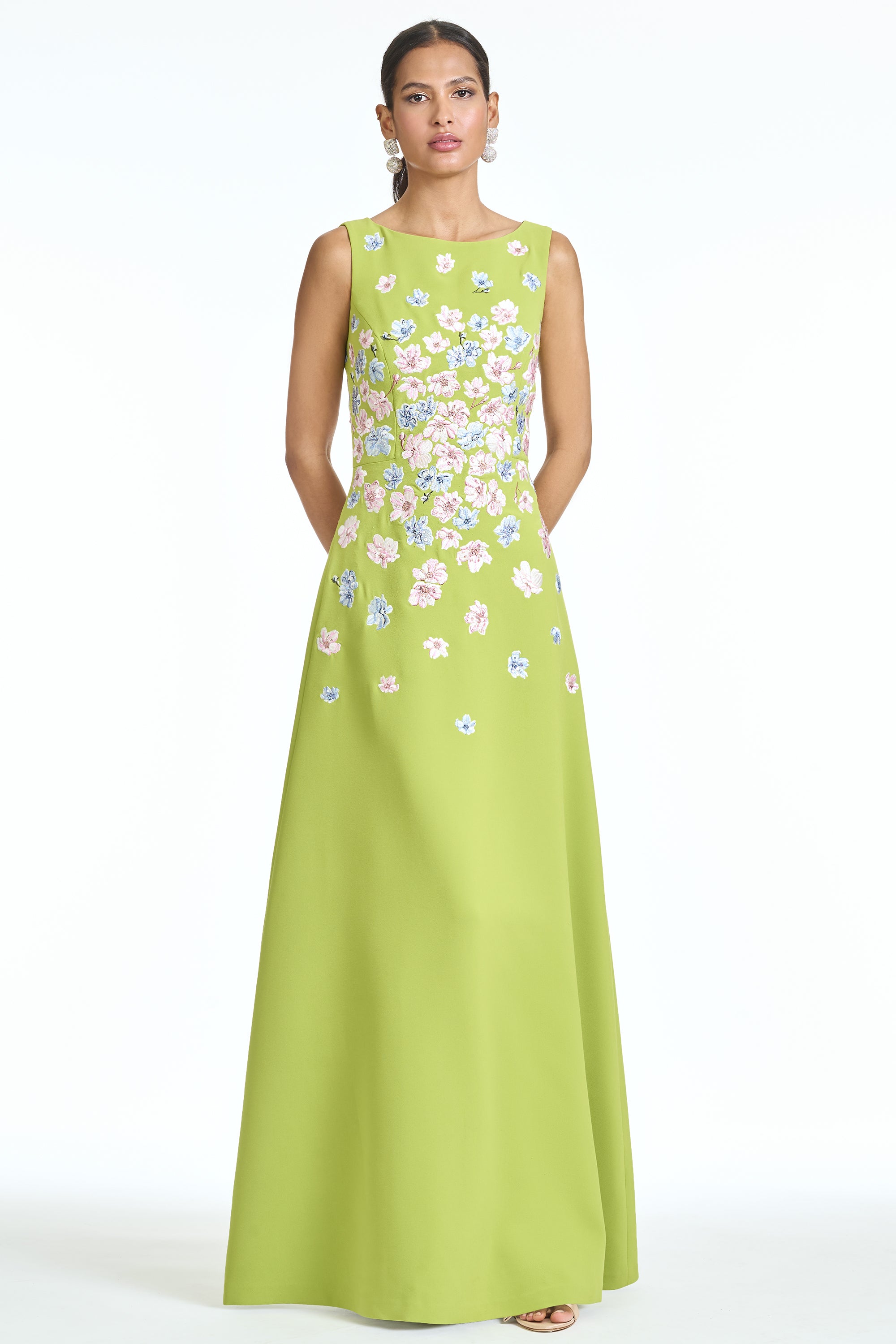 EMBROIDERED RAZIA GOWN - PERIDOT