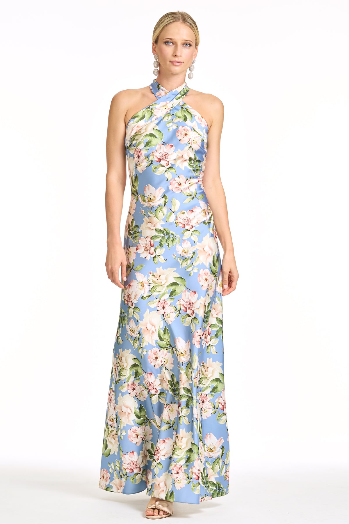 sachin & babi violet halter midi dress Laurant BLUE PINK Floral Gown Twilight CAMELLIA / 4 Maxi dress