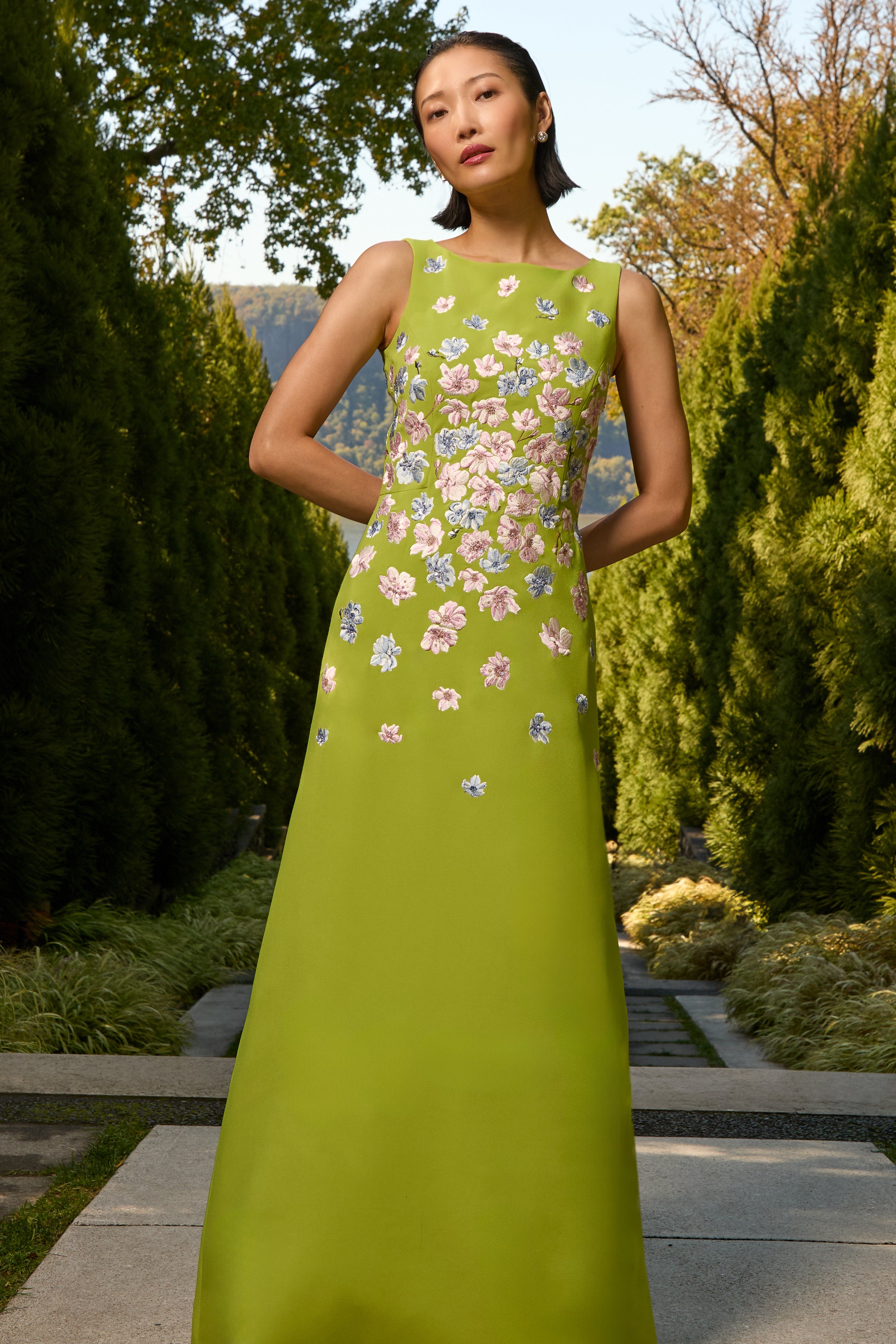 EMBROIDERED RAZIA GOWN - PERIDOT