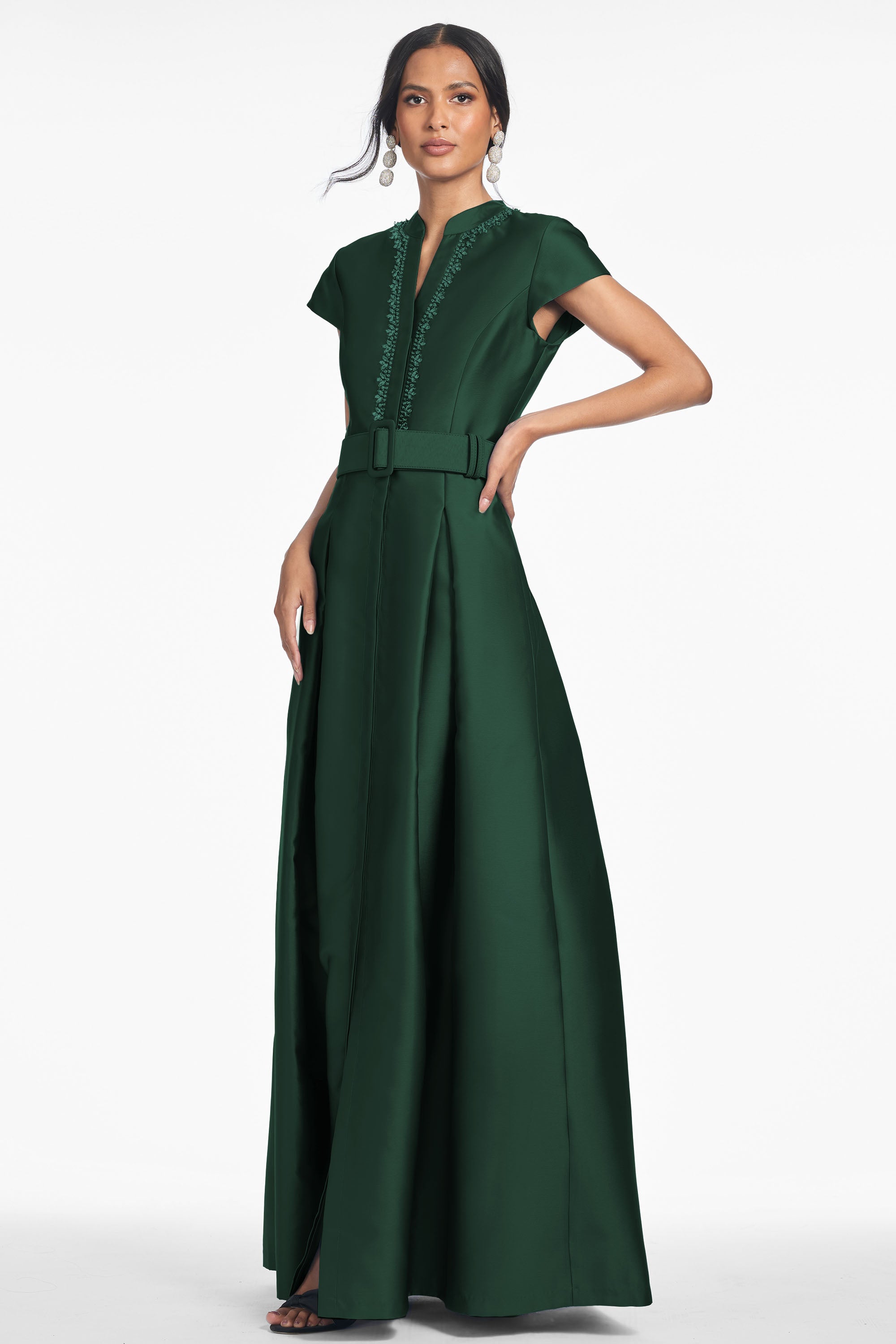 Embellished marta gown loden