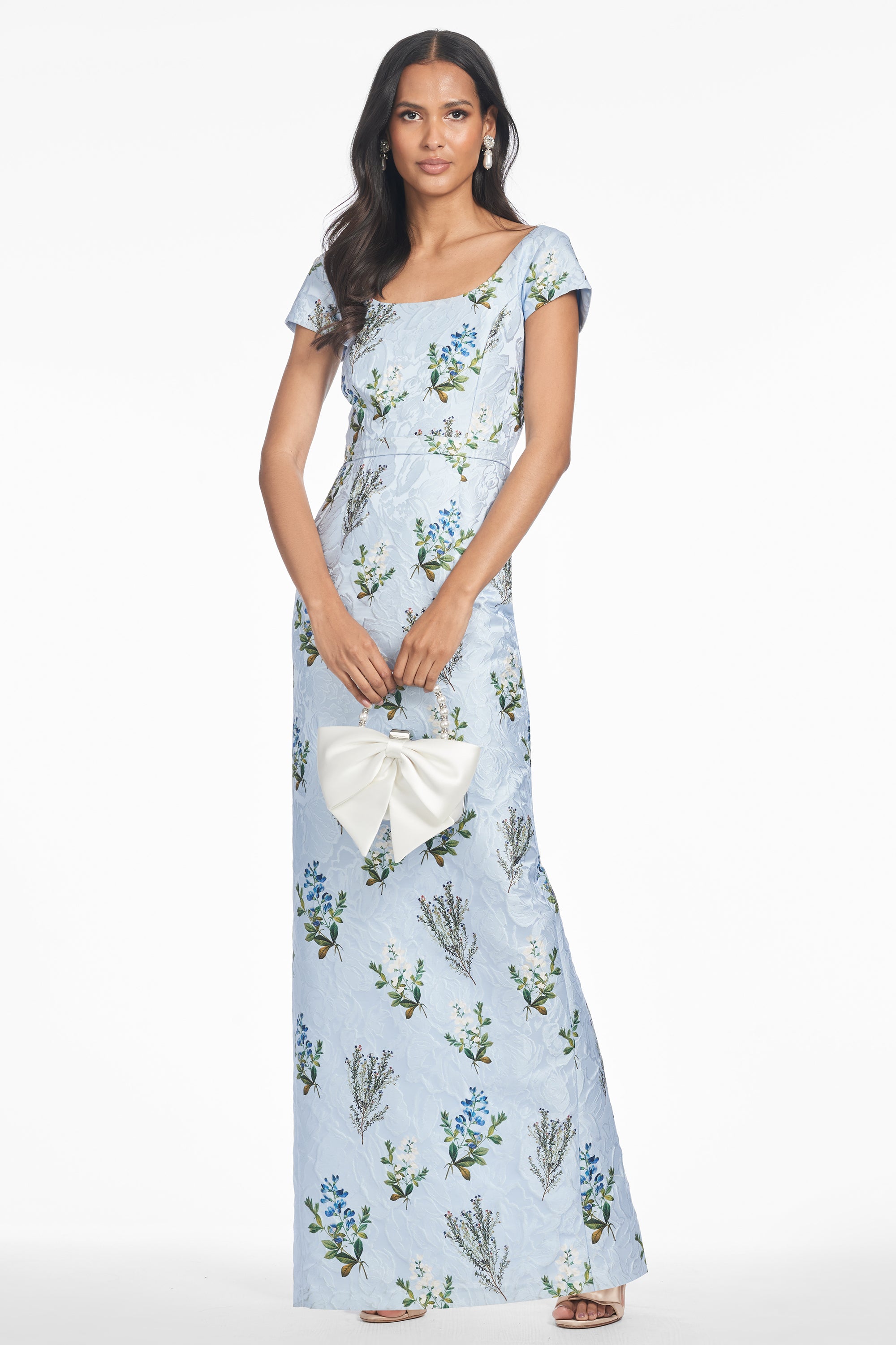 Sachin & Babi Grace Printed Cloque Gown - Cloud Blue Panicle Sachin & Babi Grace Printed Cloque Gown - Cloud Blue Panicle