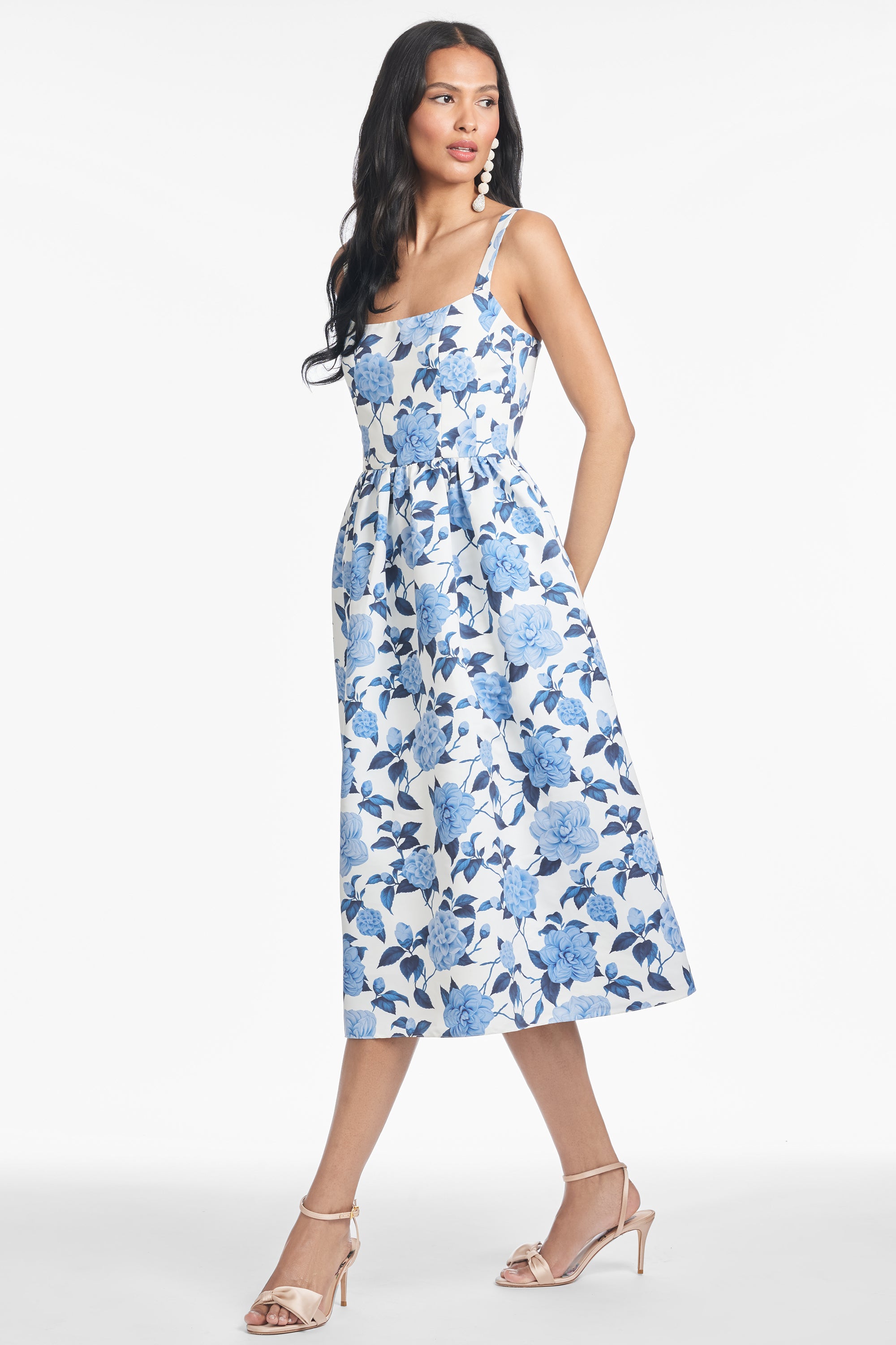 Sachin & Babi Olena Powder BLUE Floral Fit And Flare Dress