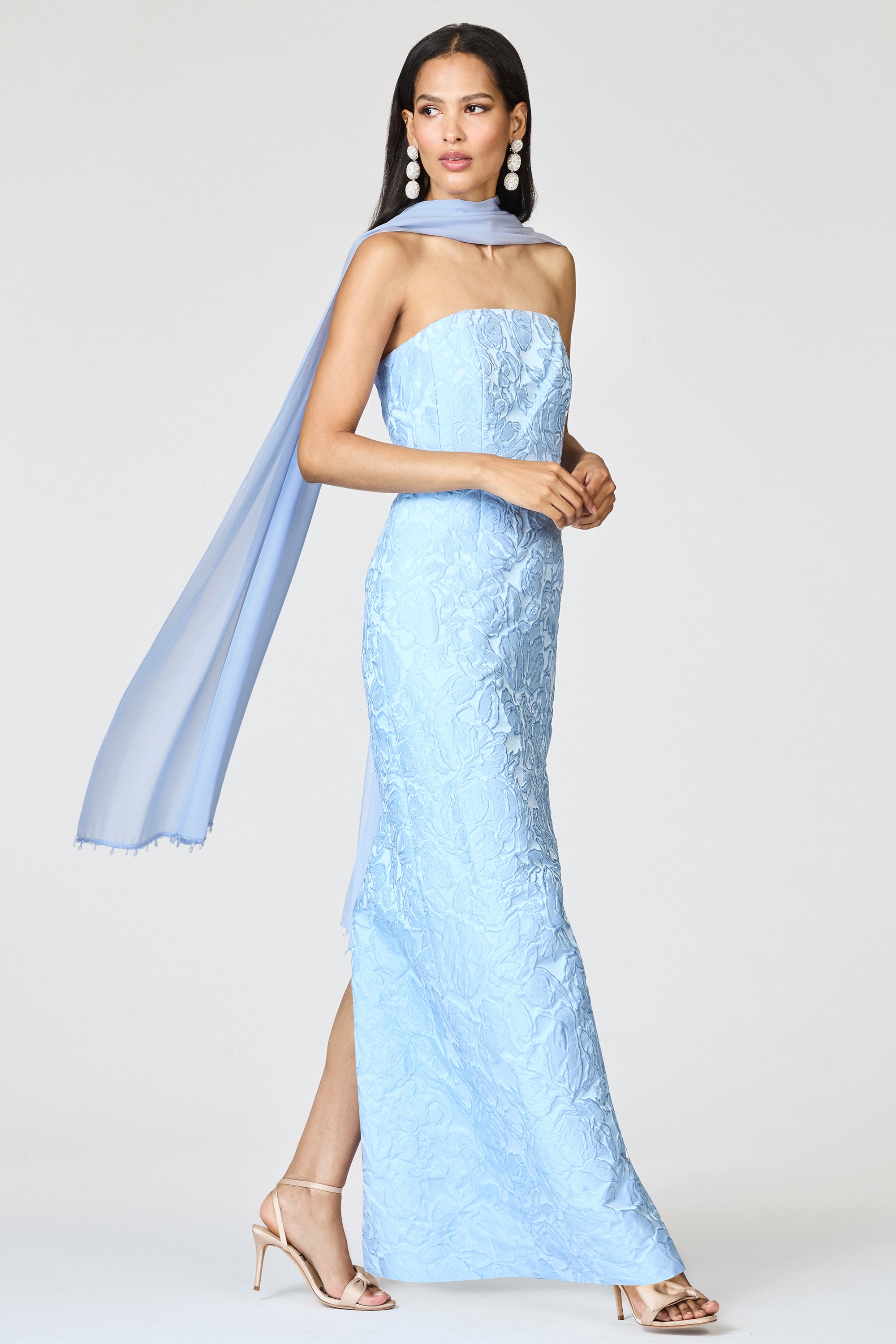 EMBELLISHED EMMY SCARF - ICE BLUE