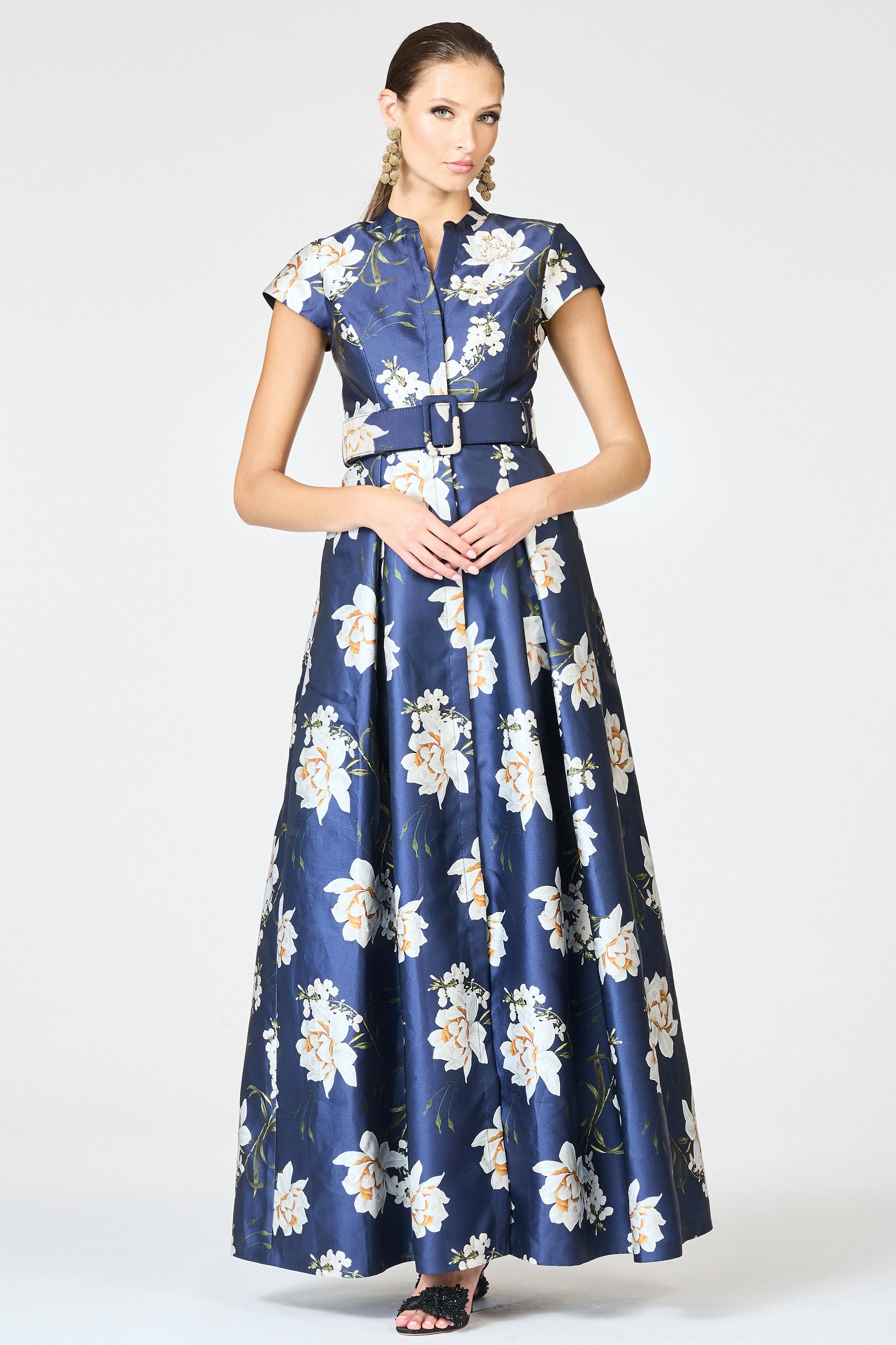 EMBELLISHED MARTA GOWN - NAVY NARCISSUS