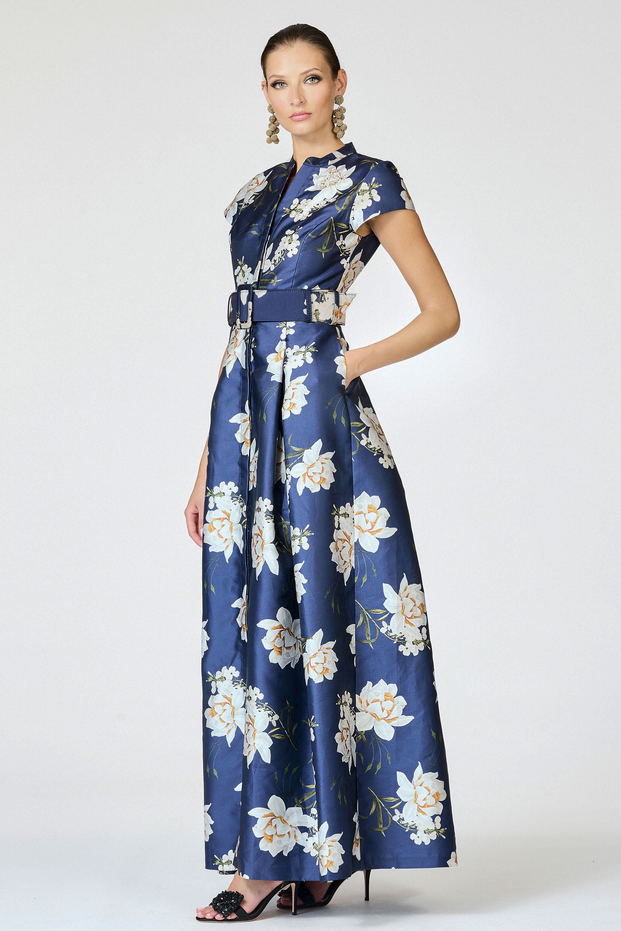 EMBELLISHED MARTA GOWN - NAVY NARCISSUS