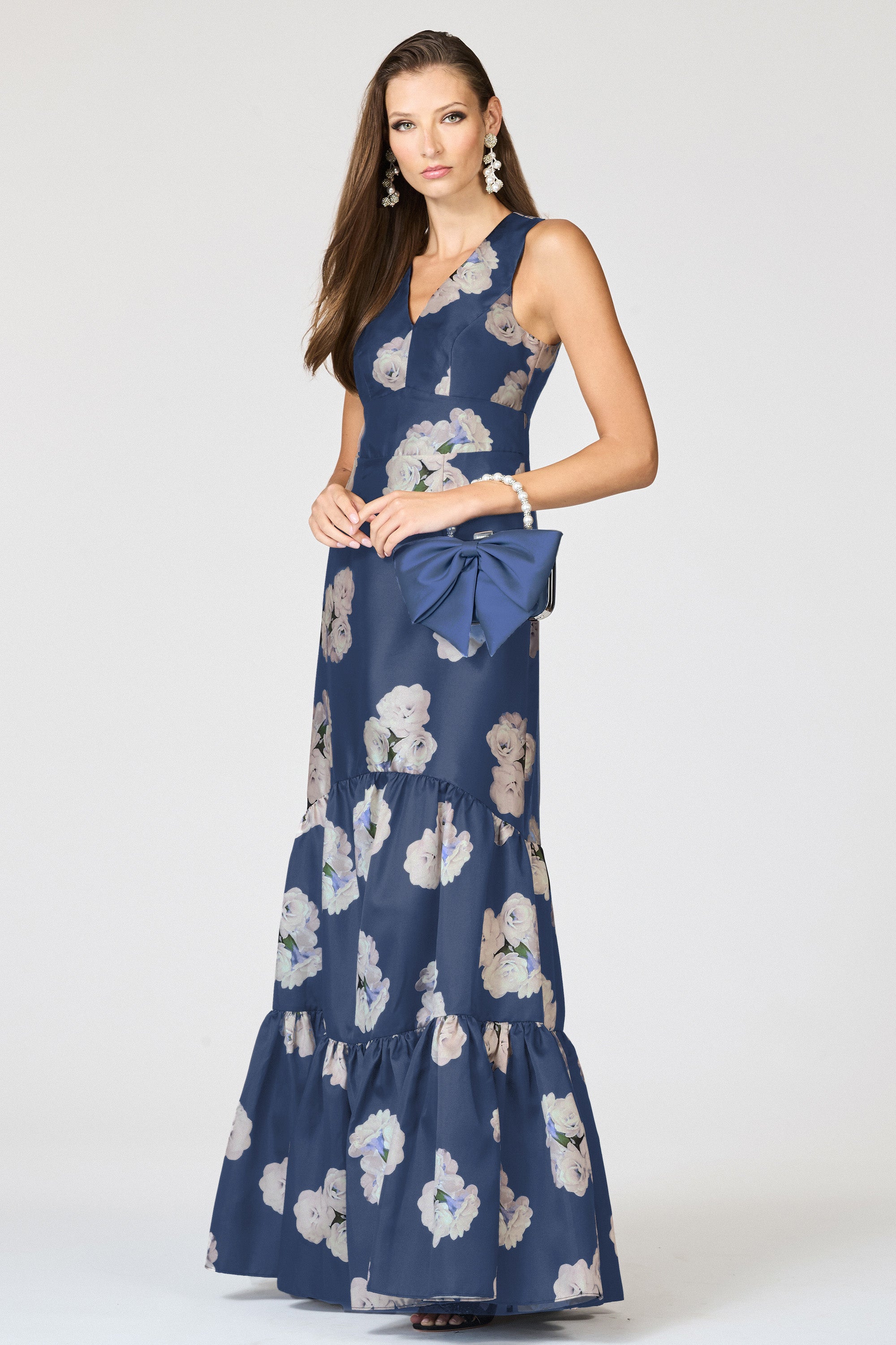 RORI GOWN - STEEL BLUE CORSAGE