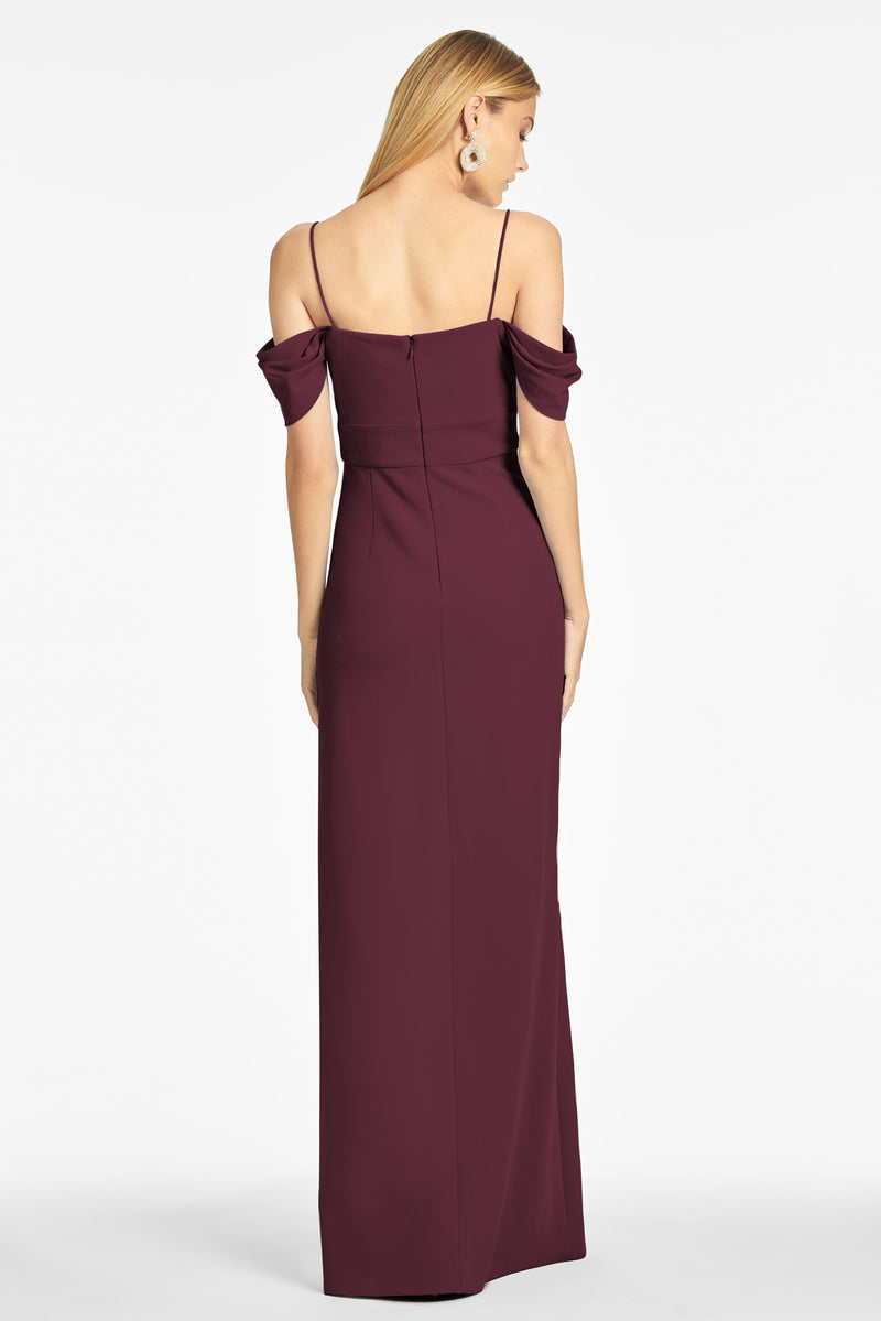 Brittany 4-Way Stretch Crepe Gown - Deep Wine - Final Sale