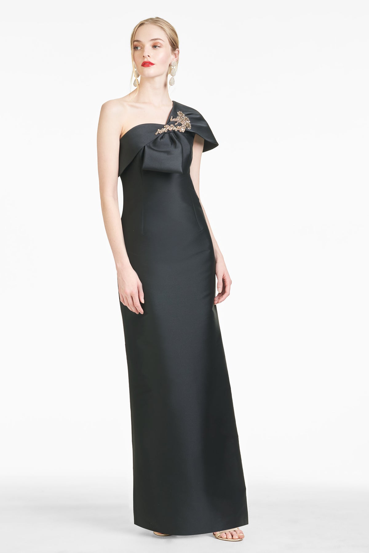 Robe De Soirée Longue Sean Collection Noire Avec Traîne - Taille 2, Embellie, Neuve Sans étiquettes