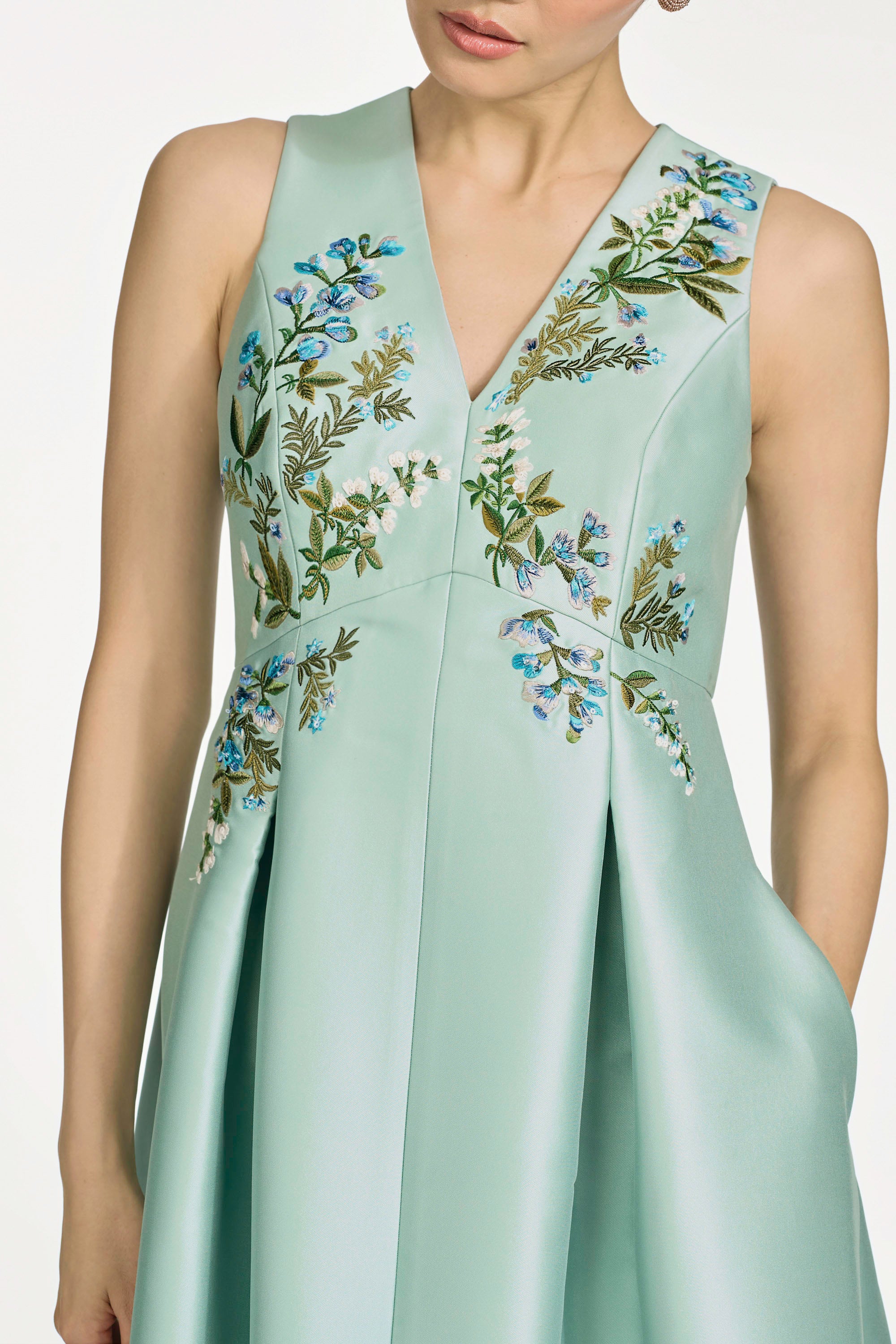 EMBROIDERED BROOKLYNNE GOWN - CELADON