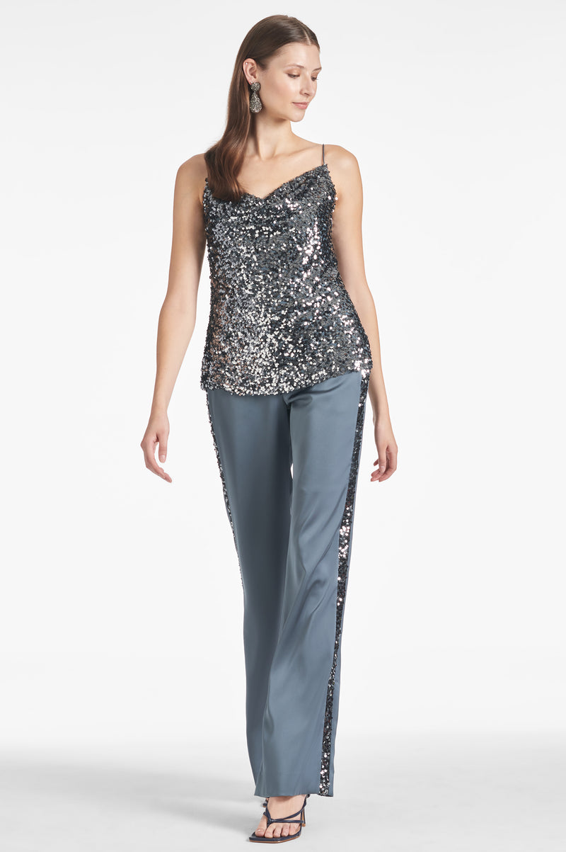 Tuxedo Sequin Alli Pant - Gunmetal