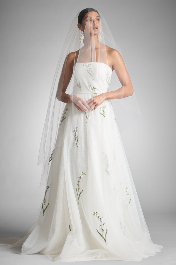 Anais Gown in White/Embroidered Floral - Sachin & Babi