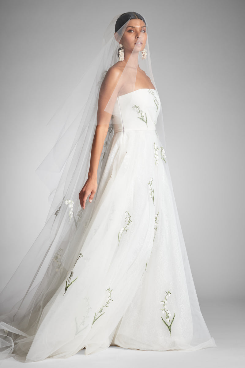 Damira Veil - White/Embroidered Floral