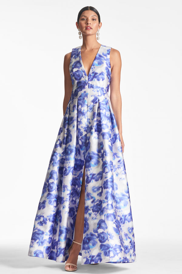 Brooke Gown - Azure Watercolor Floral
