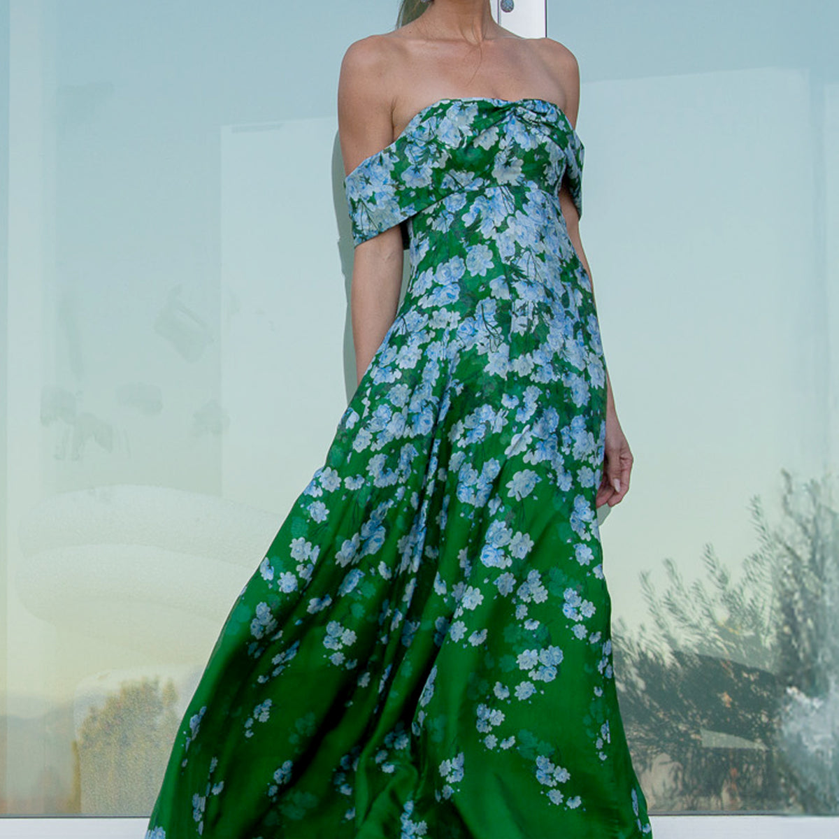 KENNEDY GOWN in KELLY GREEN DEGRADE FLORALS Sachin Babi