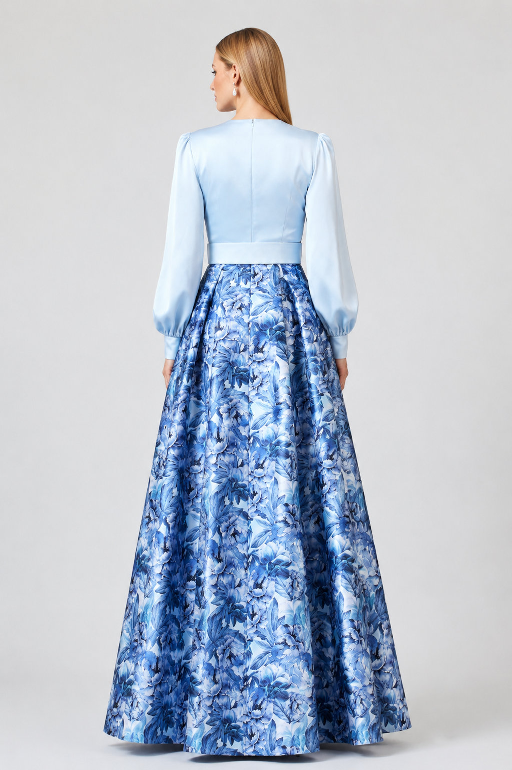 ZERENA GOWN - CELESTIAL BLUE/FROZEN FLORA