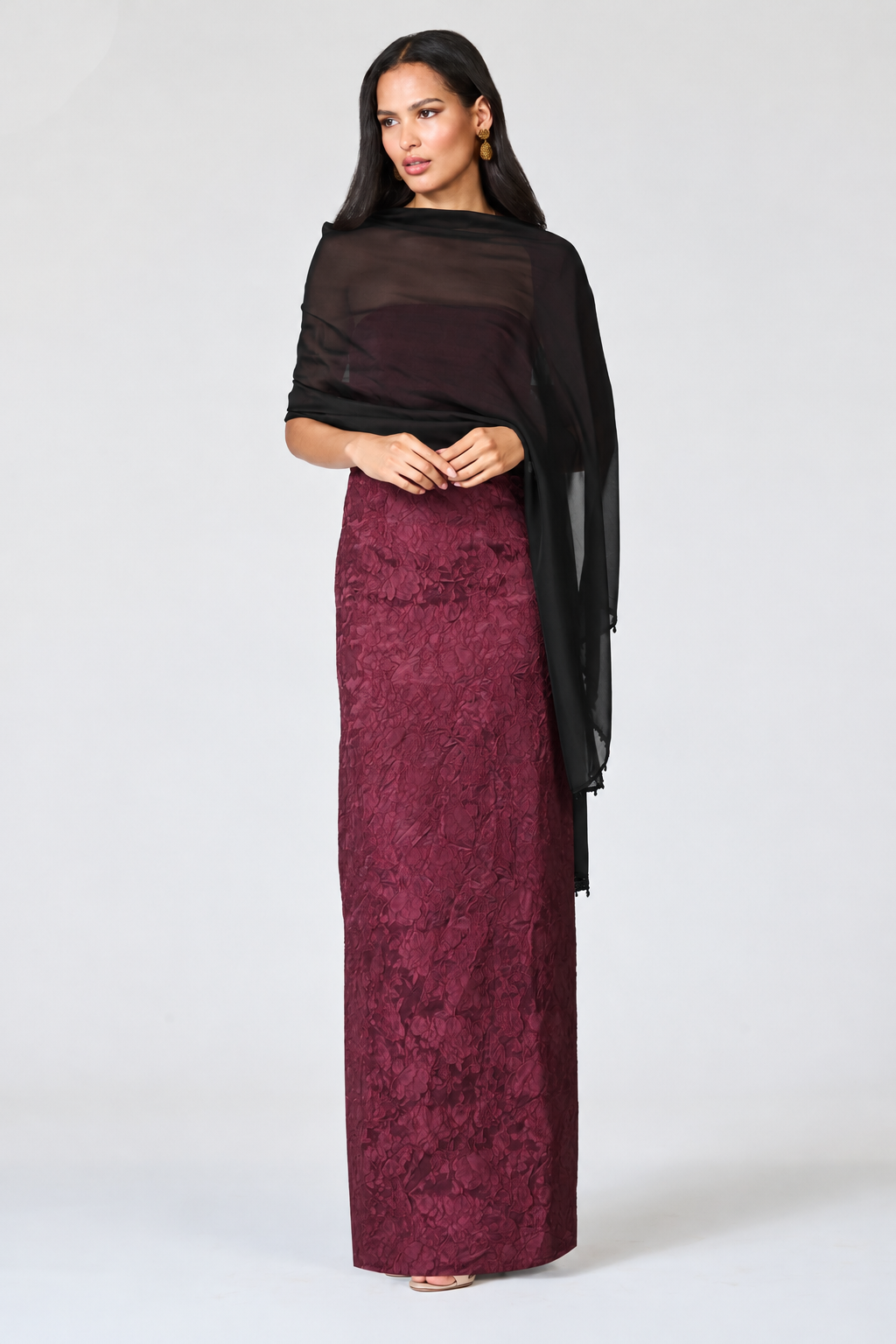 EMBELLISHED EMMY SCARF - BLACK
