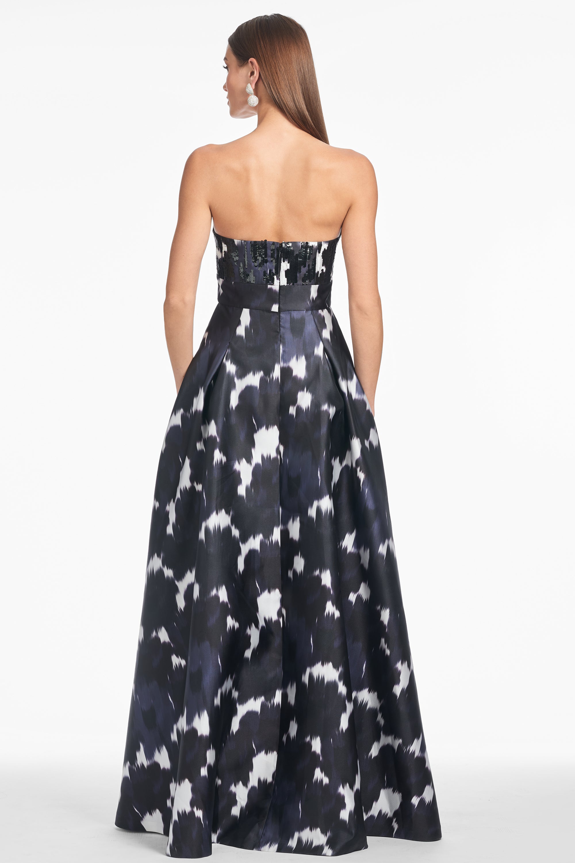 Embellished Giovanna Gown - Dark as Night Ikat - Final Sale