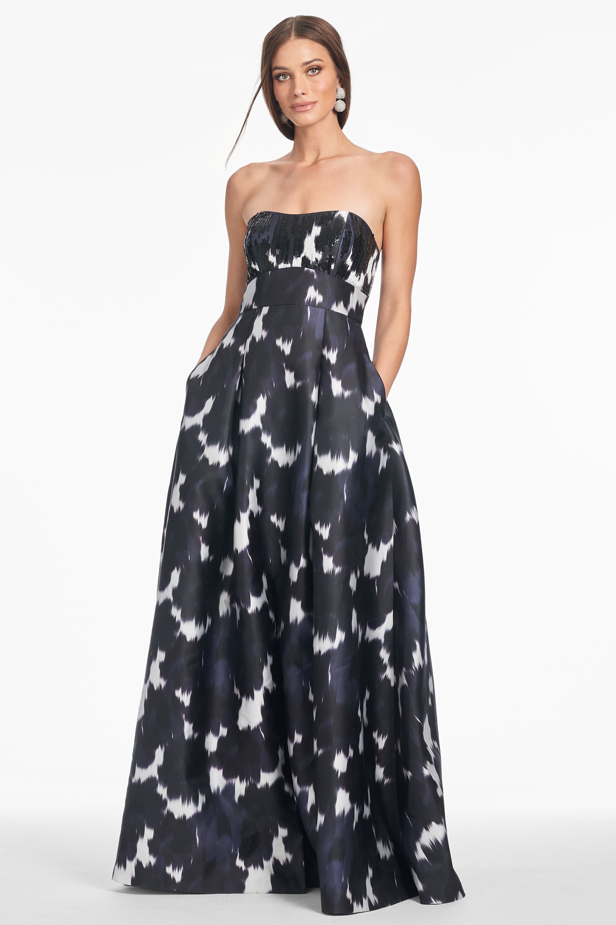Embellished Giovanna Gown - Dark as Night Ikat - Final Sale