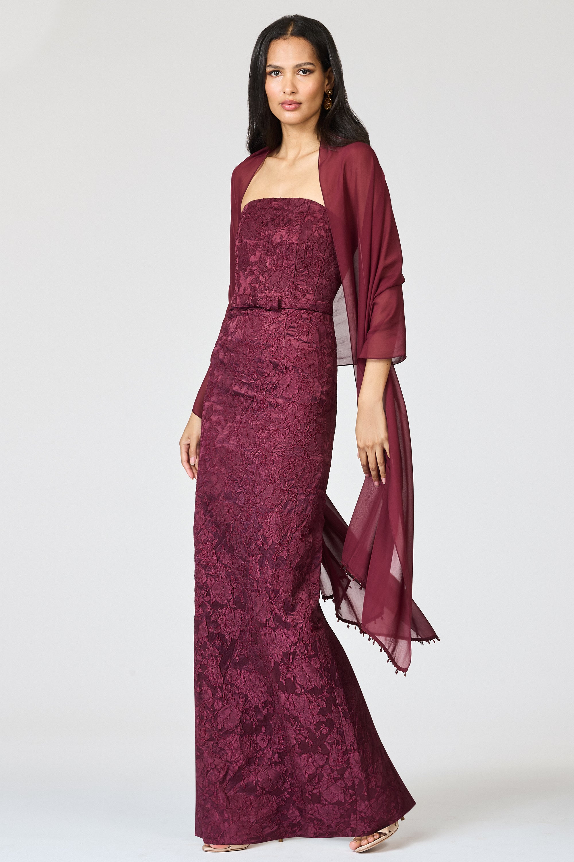 EMBELLISHED EMMY SCARF - BORDEAUX