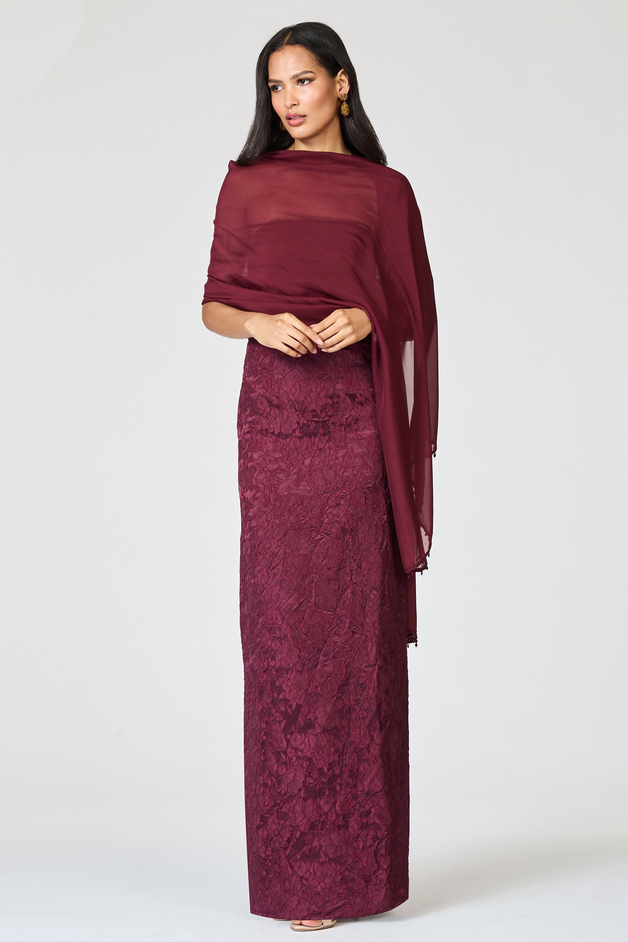 EMBELLISHED EMMY SCARF - BORDEAUX