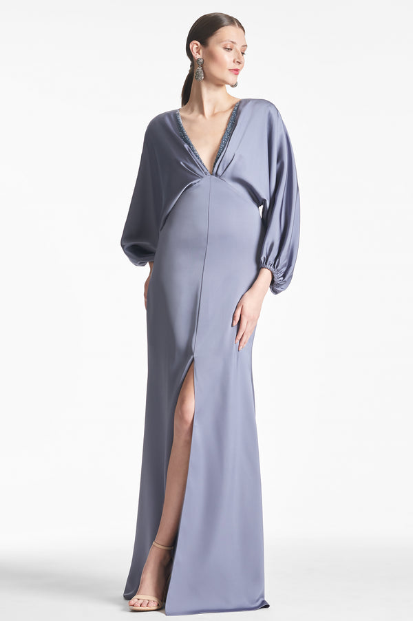 Satin Gabby Gown - Cool Grey