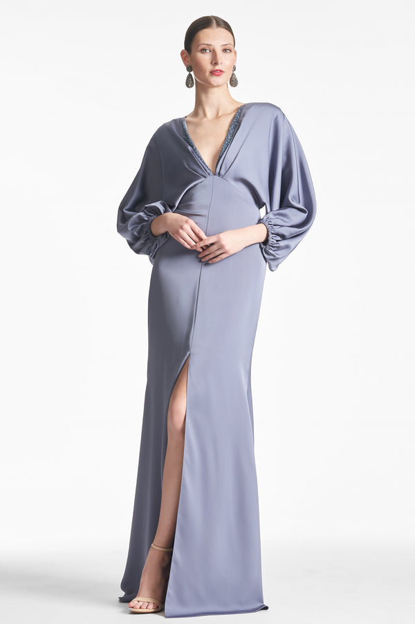 Satin Gabby Gown - Cool Grey