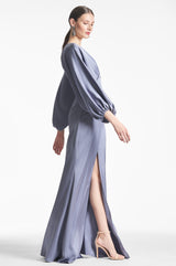 Satin Gabby Gown - Cool Grey